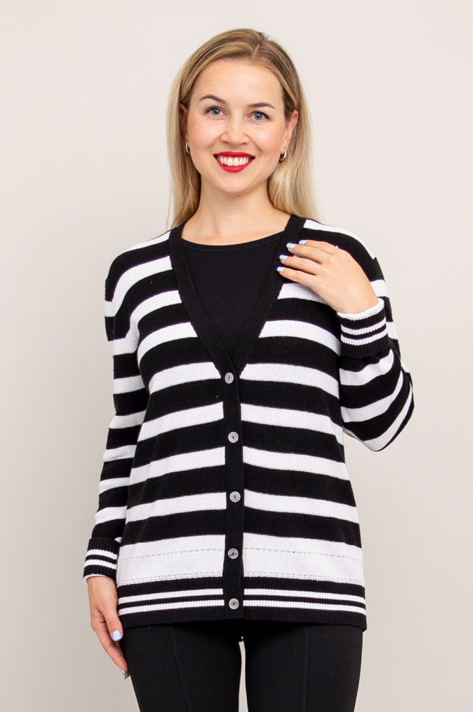Kenny Sweater for Women - Black & White Striped Cotton Knit Pullover | Cozy Casual Wear for Fall & Winter