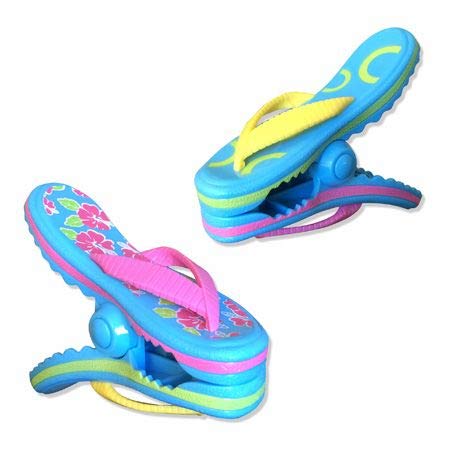 O2COOL Bocaclips - 2 Pack Beach Towel Clips for Chairs, Perfect for Pool, Patio & Beach Accessories - Secure Flip Flops, Blankets & Umbrellas (Great for Vacation, Camping & Outdoor Activities)