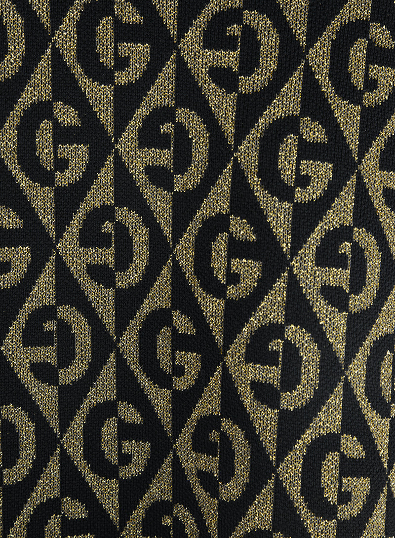 Gucci Black and Gold GG Monogram Knit Sweater & Skirt Set - Size S | Elegant Outfit for Parties, Dates & Special Occasions