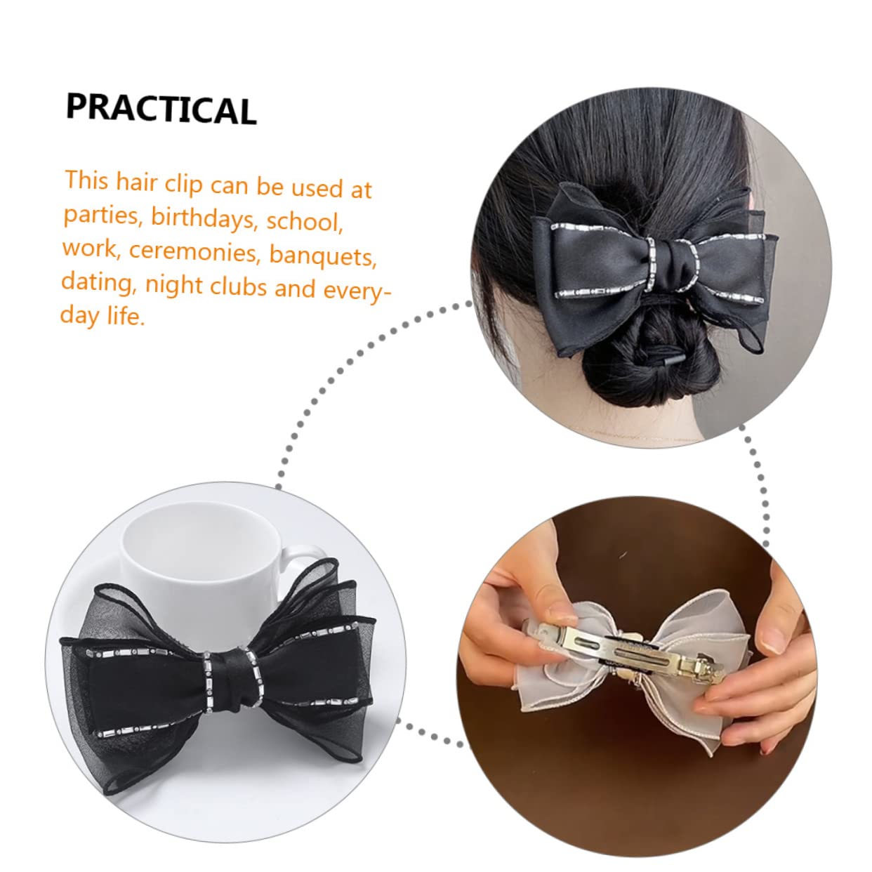 FRCOLOR 2 Sets Baby Girls Hair Bows Clips - Rhinestone Bow Hair Clips, Ponytail Holders & Barrettes for Women & Toddlers (4-Piece Set) - Perfect for Parties, Weddings & Everyday Hair Accessories
