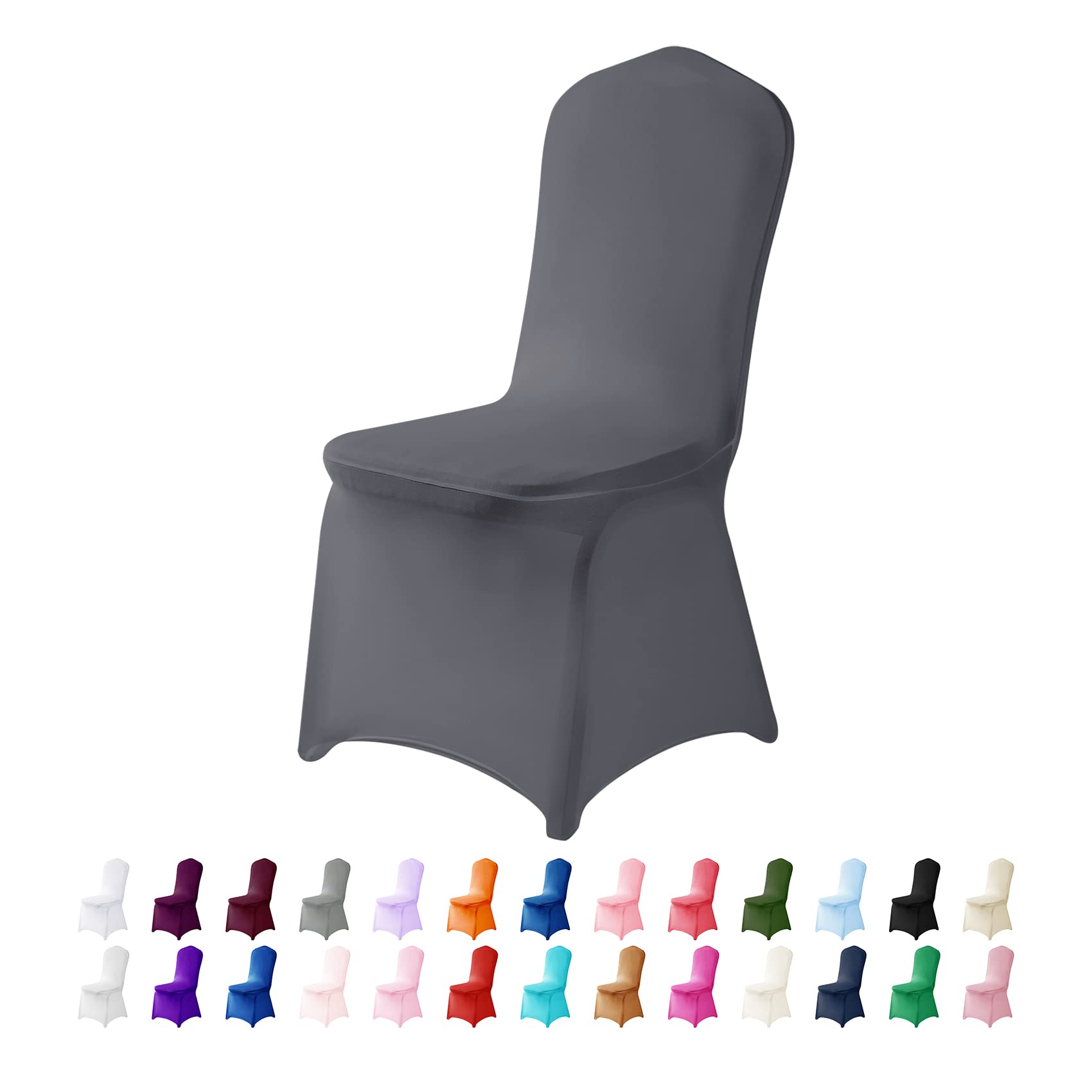 12PCS Spandex Stretch Chair Covers - Washable & Removable Slipcovers for Living Room, Party, Banquet, Wedding & Hotel Events (Gray) - Perfect for Home Decor, Event Seating & Furniture Protection