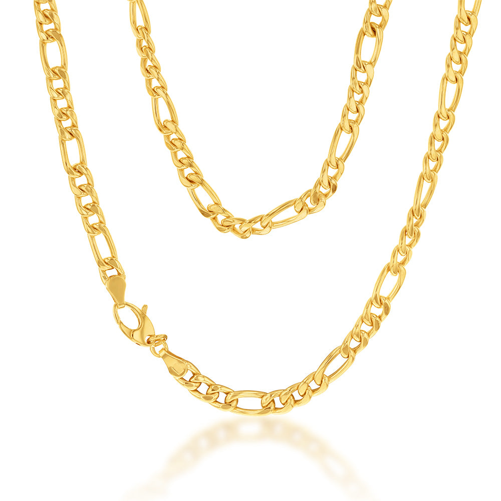 9ct Silver Filled Yellow Gold Figaro Chain 45cm 150 Gauge - Elegant Jewelry for Women & Men, Perfect for Necklaces, Bracelets & Gift Giving