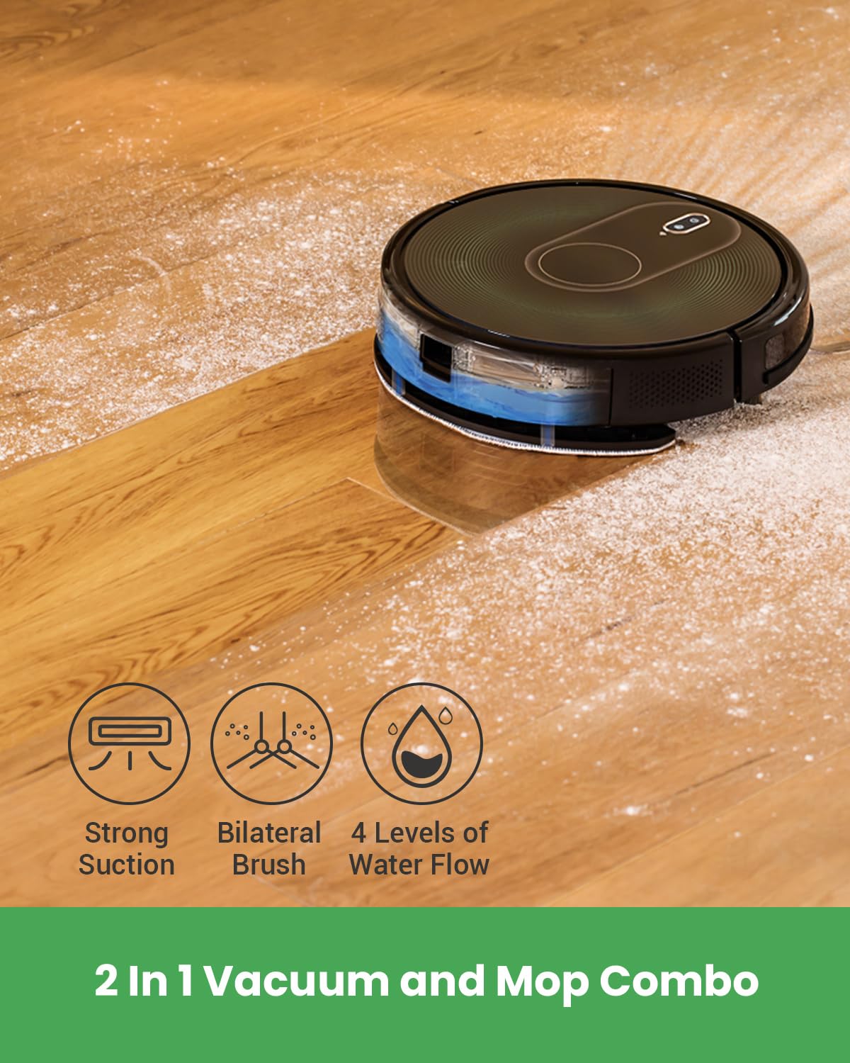 T8 Robot Vacuum and Mop Combo - Smart WiFi/Alexa/Siri Controlled Robotic Cleaner with Gyro Navigation, Self-Charging, Ultra-Slim Design for Hard Floors, Pet Hair & Carpets | Perfect for Large Homes, Daily Cleaning & Pet Owners