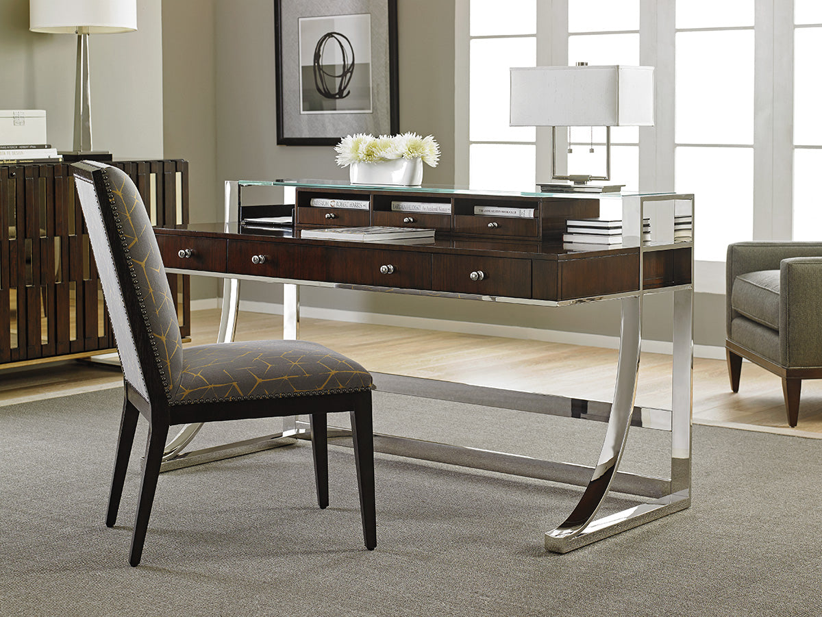 Andrea Dark Brown Writing Desk - Modern Home Office Desk for Study, Work & Small Spaces - Perfect for Students, Professionals & Remote Workers