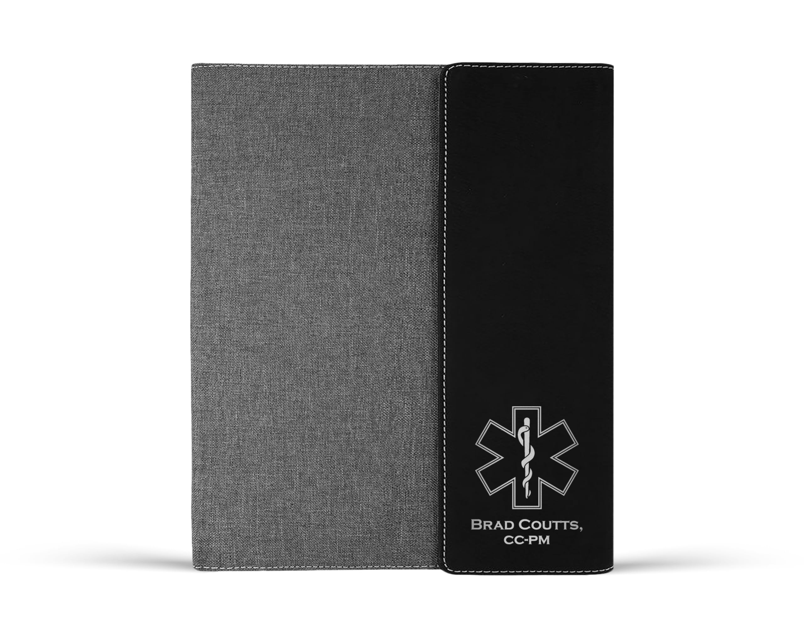 Alter'd Industries Personalized EMT Leather Portfolio - Paramedic & First Responder Gift with Star of Life Design - EMT Graduation Present (Black/Silver) | Free Shipping - Perfect for EMS Professionals, Nursing Students & Emergency Workers