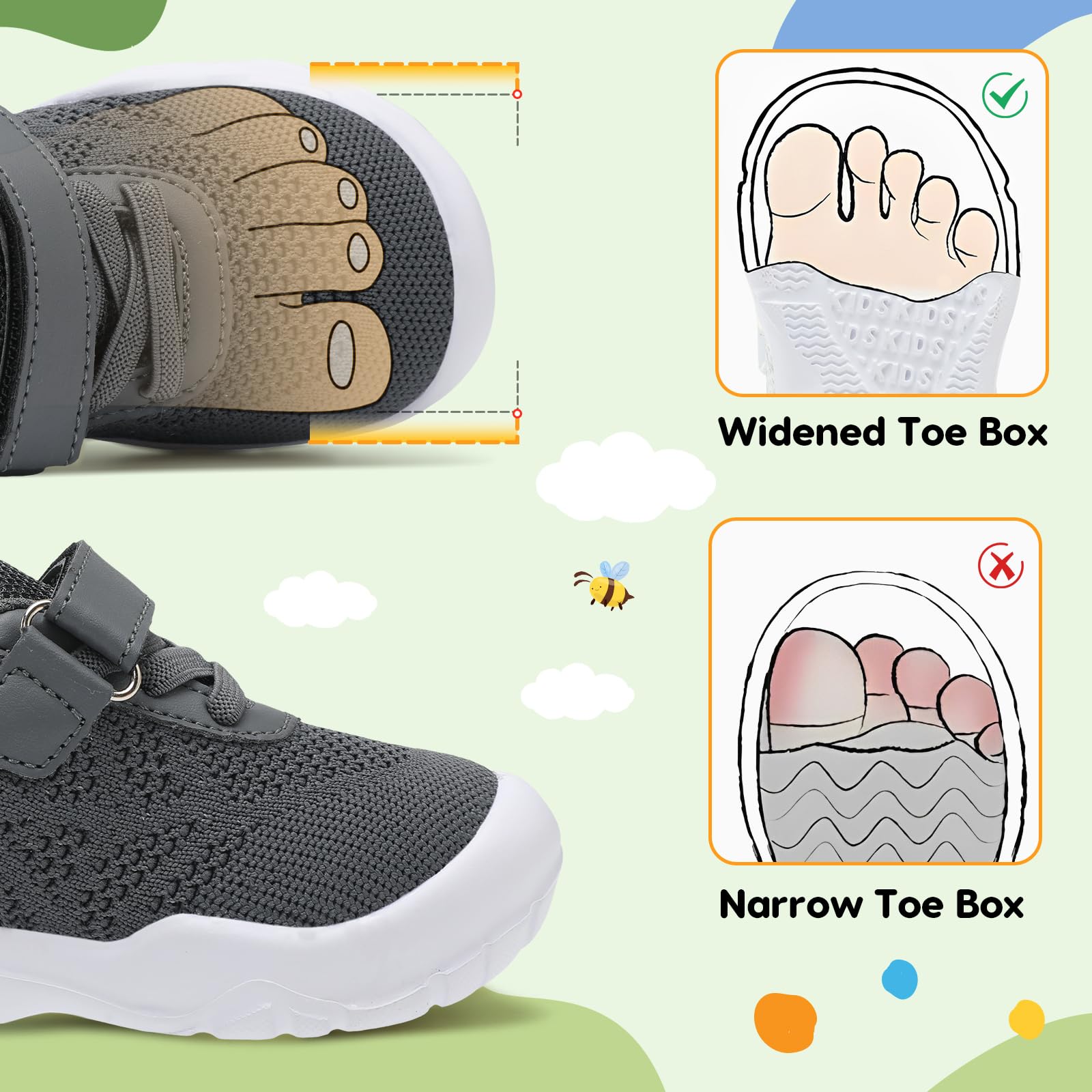 BARERUN Barefoot Shoes for Toddlers - Breathable Kids Sneakers for Boys & Girls - Lightweight Slip-On Running Shoes for School, Tennis & Walking - Perfect for Active Play & Outdoor Adventures