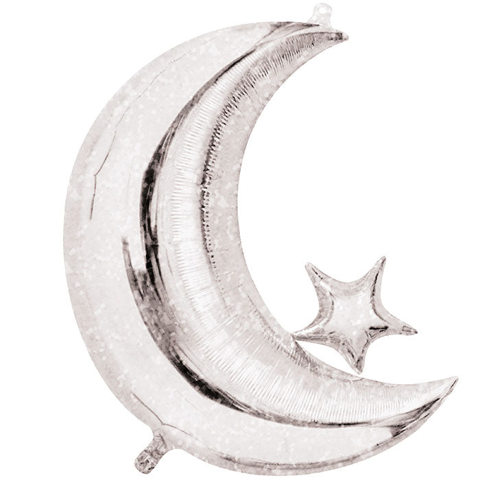 10 Pack Bulk Starry Night Moon Shaped Metallic Balloons for Birthday Party Decorations, Baby Showers & Wedding Celebrations