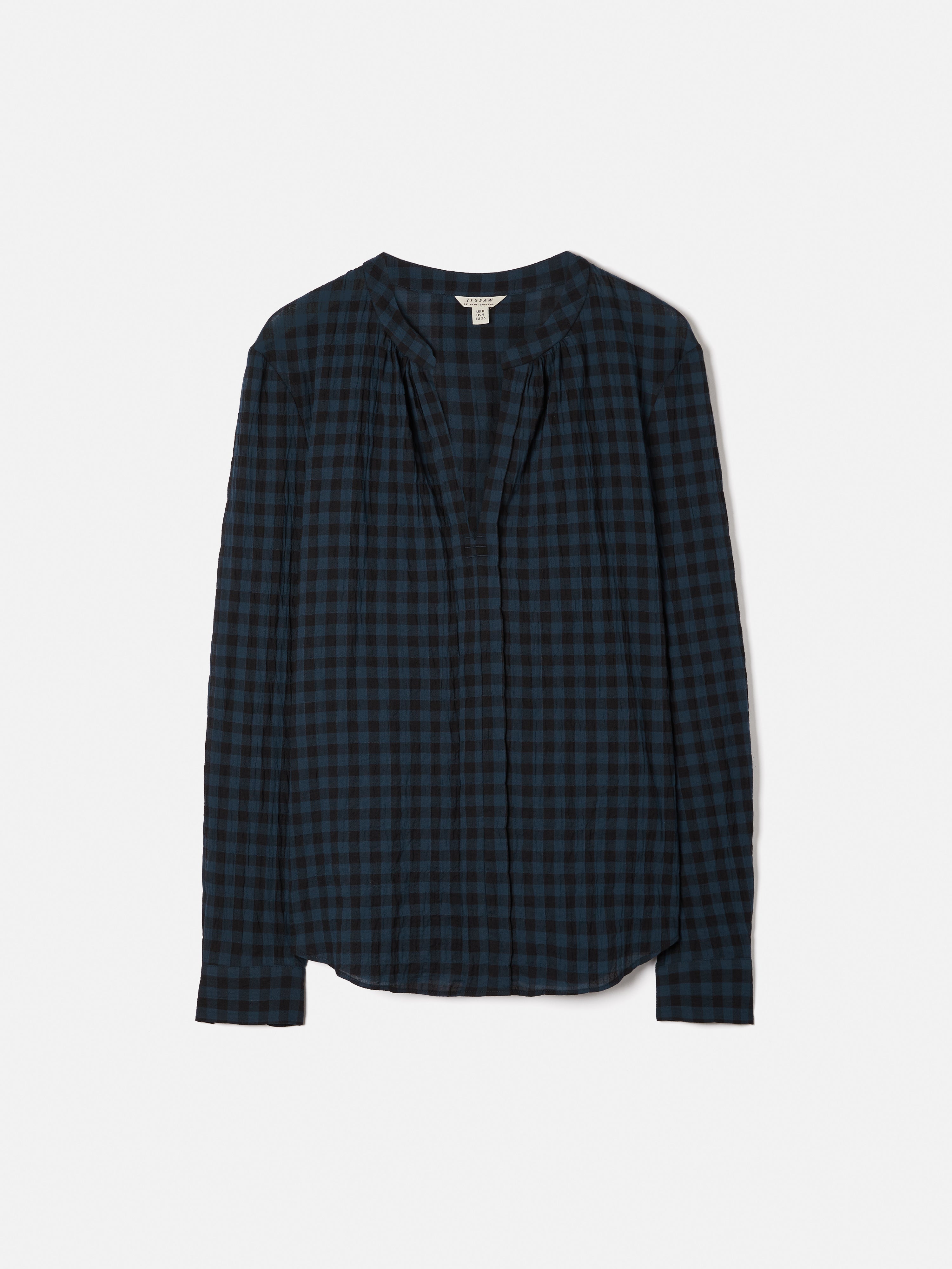 Navy Checked Tunic Blouse for Women - Stylish Casual & Office Wear | Perfect for Work, Date Night & Everyday Outfits