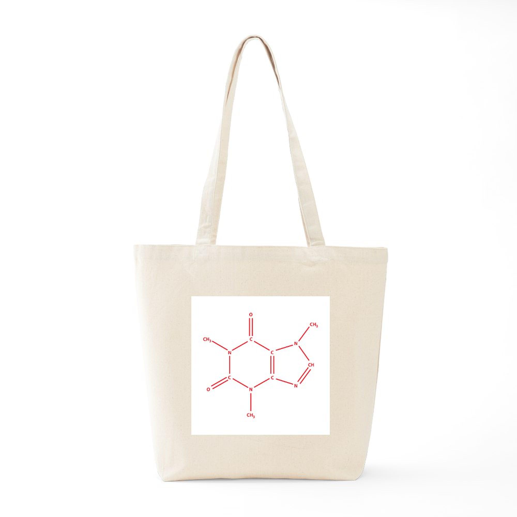 Caffeine Molecule Tote Bag - Natural Canvas Reusable Shopping Bag for Coffee Lovers, Groceries & Beach Essentials
