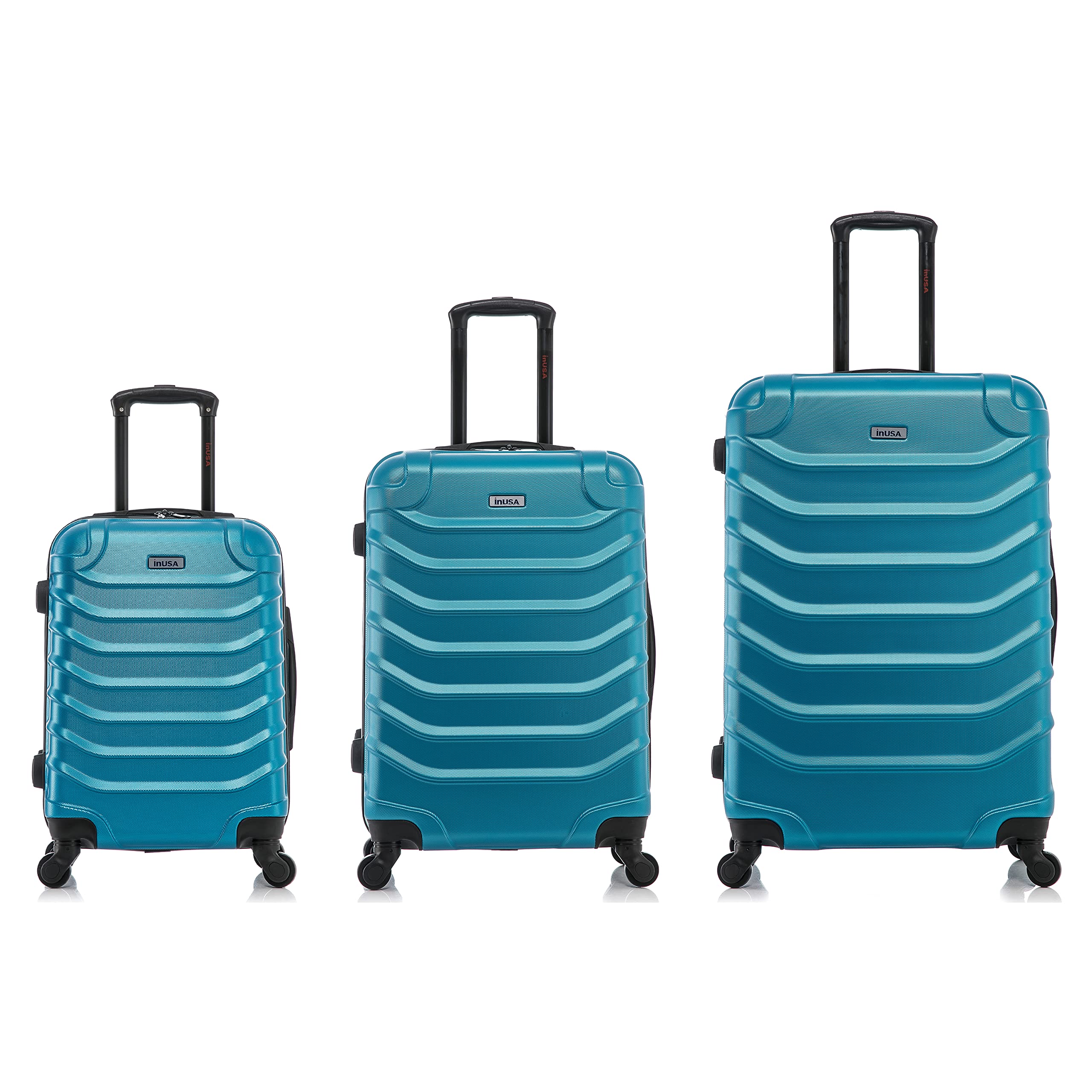 InUSA ENDURANCE 3-Piece Hardshell Luggage Set with Spinner Wheels (20in, 24in, 28in) - Lightweight Durable Teal Suitcase for Travel, Business Trips & Family Vacations