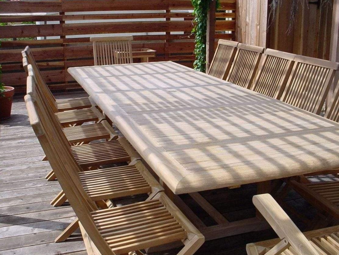Anderson Teak Valencia Classic 15-Piece Outdoor Dining Set - Weather-Resistant Patio Furniture for Garden, Poolside & Backyard Entertaining