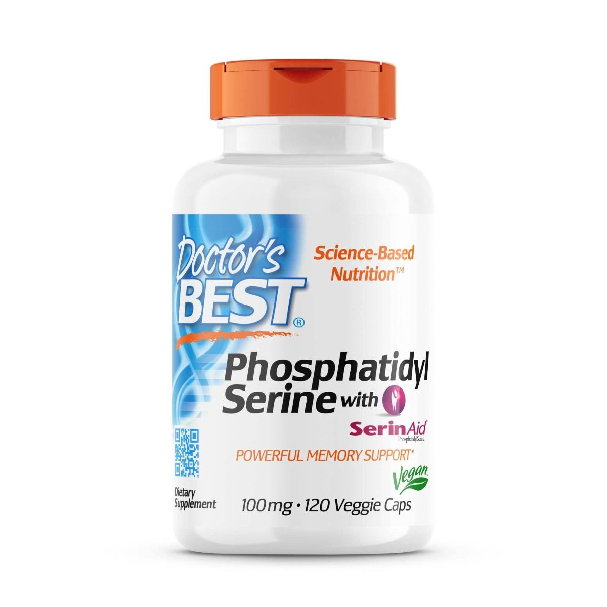 Doctor's Best Phosphatidylserine with SerinAid 100mg - 120 Vegetarian Capsules for Memory Support & Cognitive Function - Ideal for Students, Professionals & Seniors