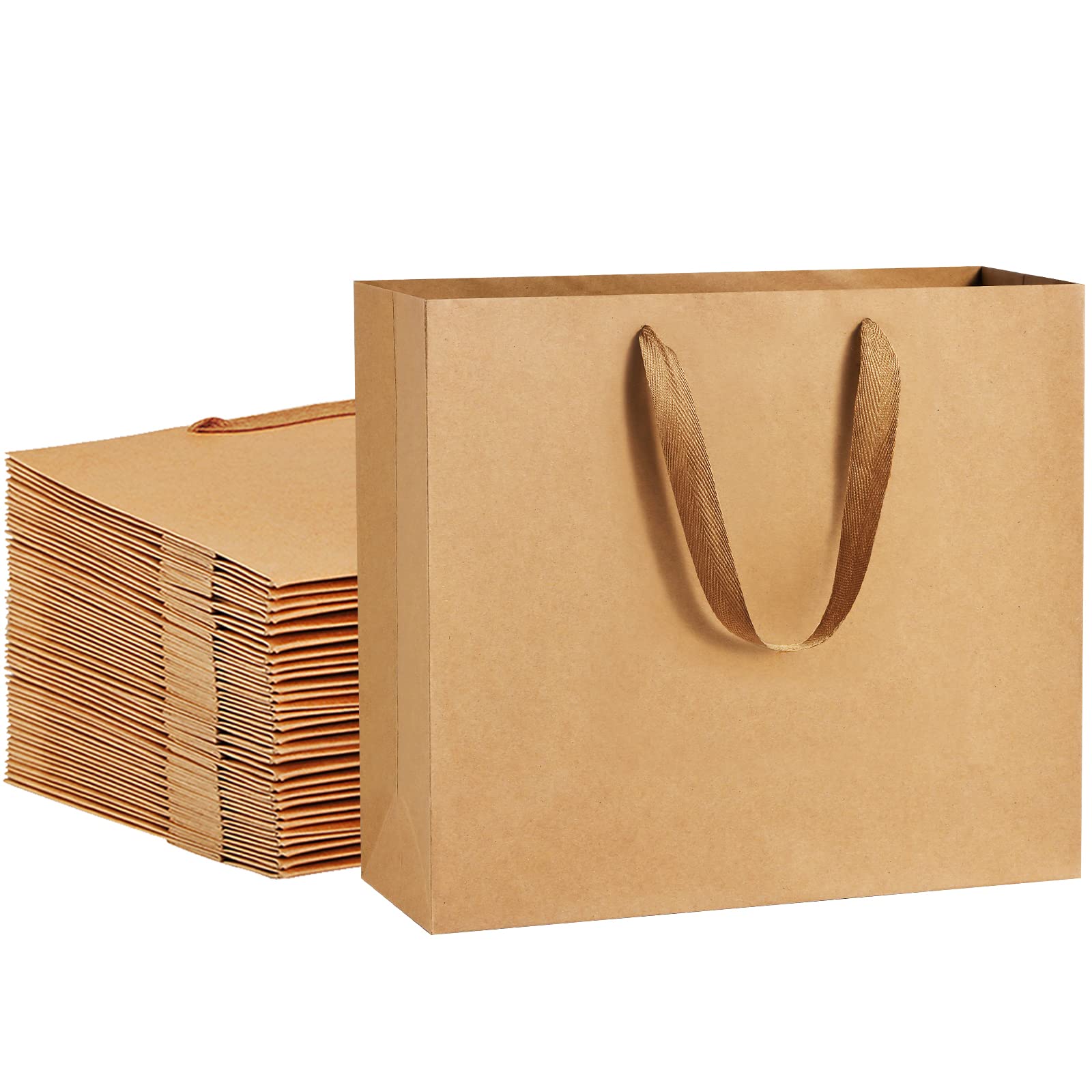 BagDream 25-Pack Heavy Duty Kraft Brown Paper Gift Bags with Handles 12.5x4.5x11 Inches - Large Party, Wedding Favor, Retail Shopping & Merchandise Bags | Perfect for Birthday Gifts, Holiday Packaging & Eco-Friendly Store Use