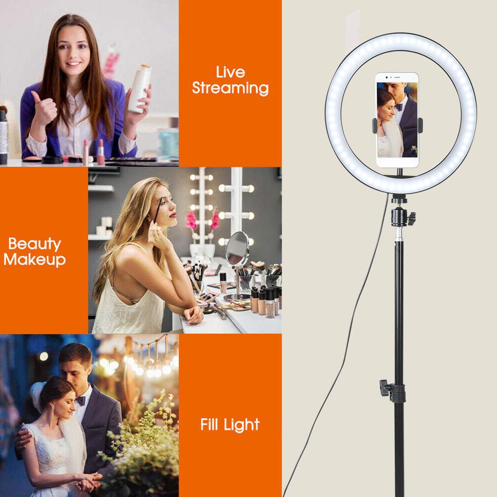 10 Inch Dimmable LED Ring Light with Foldable Tripod & Phone Holder - Perfect for Indoor/Outdoor Photography, Video Shooting, YouTube, TikTok, and Live Streaming
