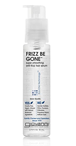 GIOVANNI Eco Chic Frizz Be Gone Anti-Frizz Hair Serum 2.75 oz - Smoothing Treatment for Frizzy Hair with Shine & Color Protection, Paraben-Free, Pack of 3 | Perfect for Daily Hair Care, Styling & Color-Treated Hair