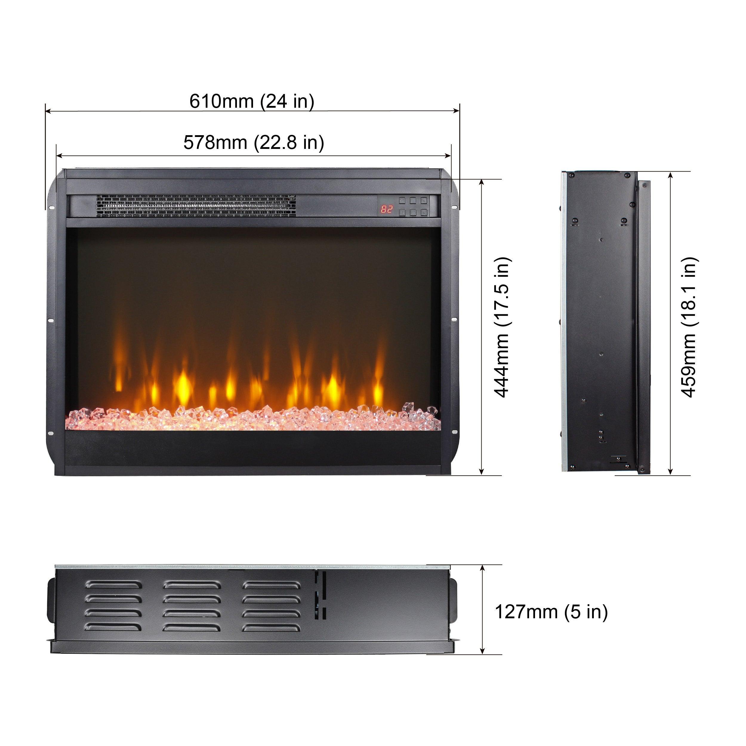 23 Inch Infrared Quartz Electric Fireplace Insert - Realistic Flame Effect, Remote Control - Perfect for Living Rooms, Bedrooms & Offices