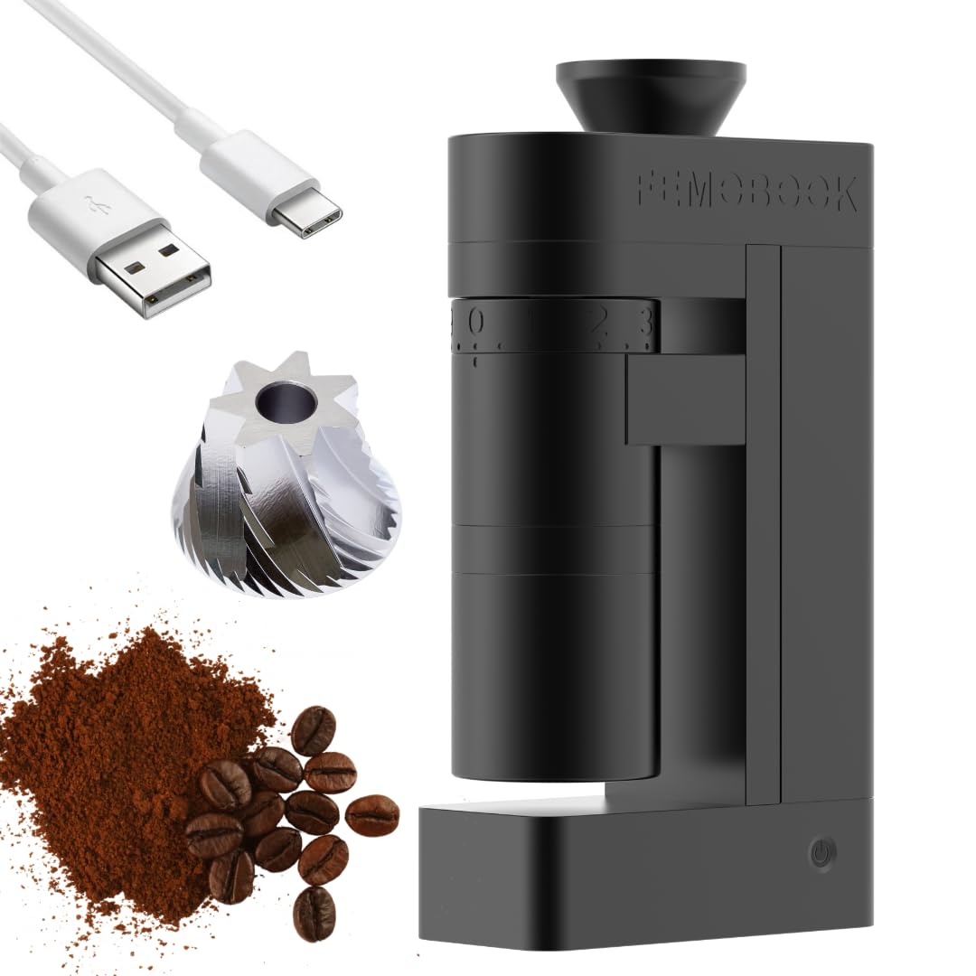 Premium Electric Coffee Grinder - Rechargeable Cordless Portable A3 Black Coffee Bean Grinder with Tool-Free Disassembly for Home, Office & Outdoor Camping Use