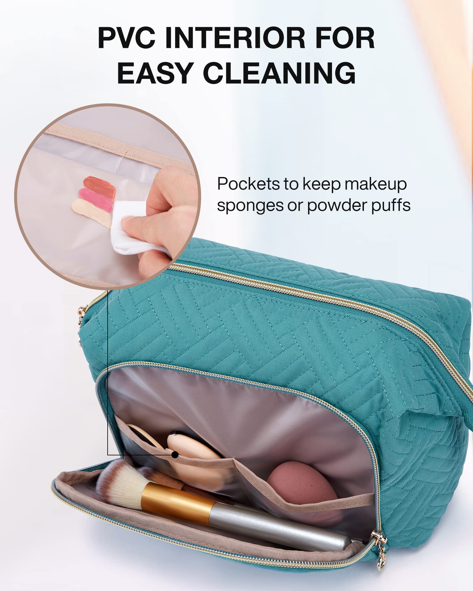 BAGSMART Travel Makeup Bag for Women - Large Cosmetic Organizer Case with Wide Open Design, Perfect for Toiletries, Brushes & Beauty Accessories - Ideal for Travel, Home Storage & Daily Use