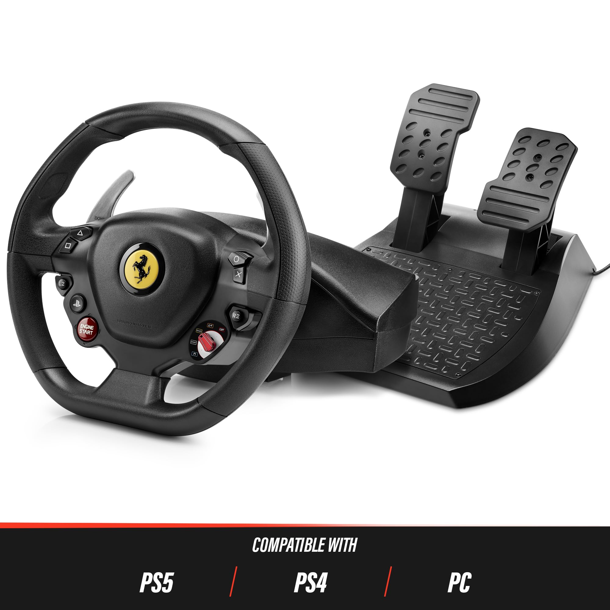 Thrustmaster T80 Ferrari 488 GTB Edition Racing Wheel for PS5, PS4 & PC - Premium Force Feedback Steering Wheel for Realistic Racing Games (Gran Turismo, Forza, F1) - Perfect for Sim Racing Enthusiasts & Gaming Setups