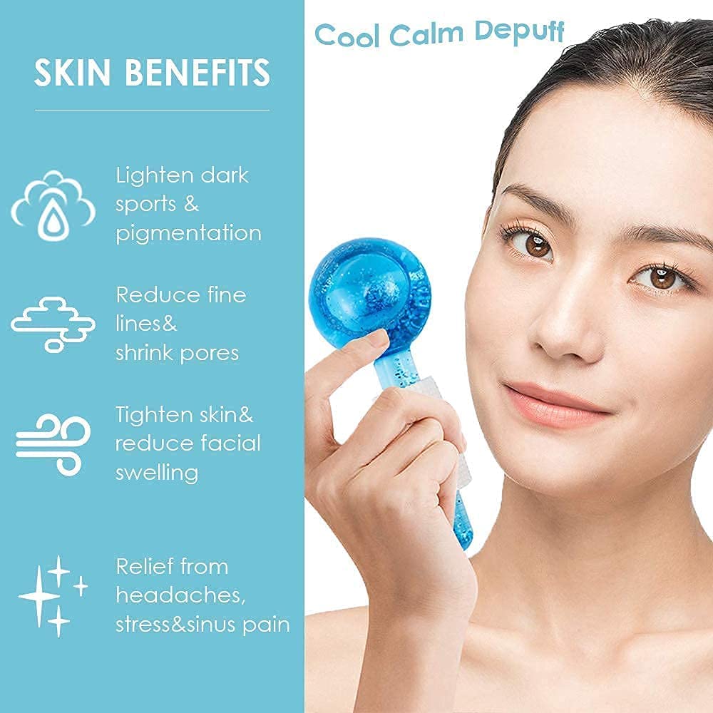 Gra8 Ice Roller for Face & Eye Puffiness Relief - 2 Pack Facial Massager with Cooling Globes | Reduce Dark Circles, Soothe Skin | Perfect for Morning Routine, Post-Workout & Spa Days