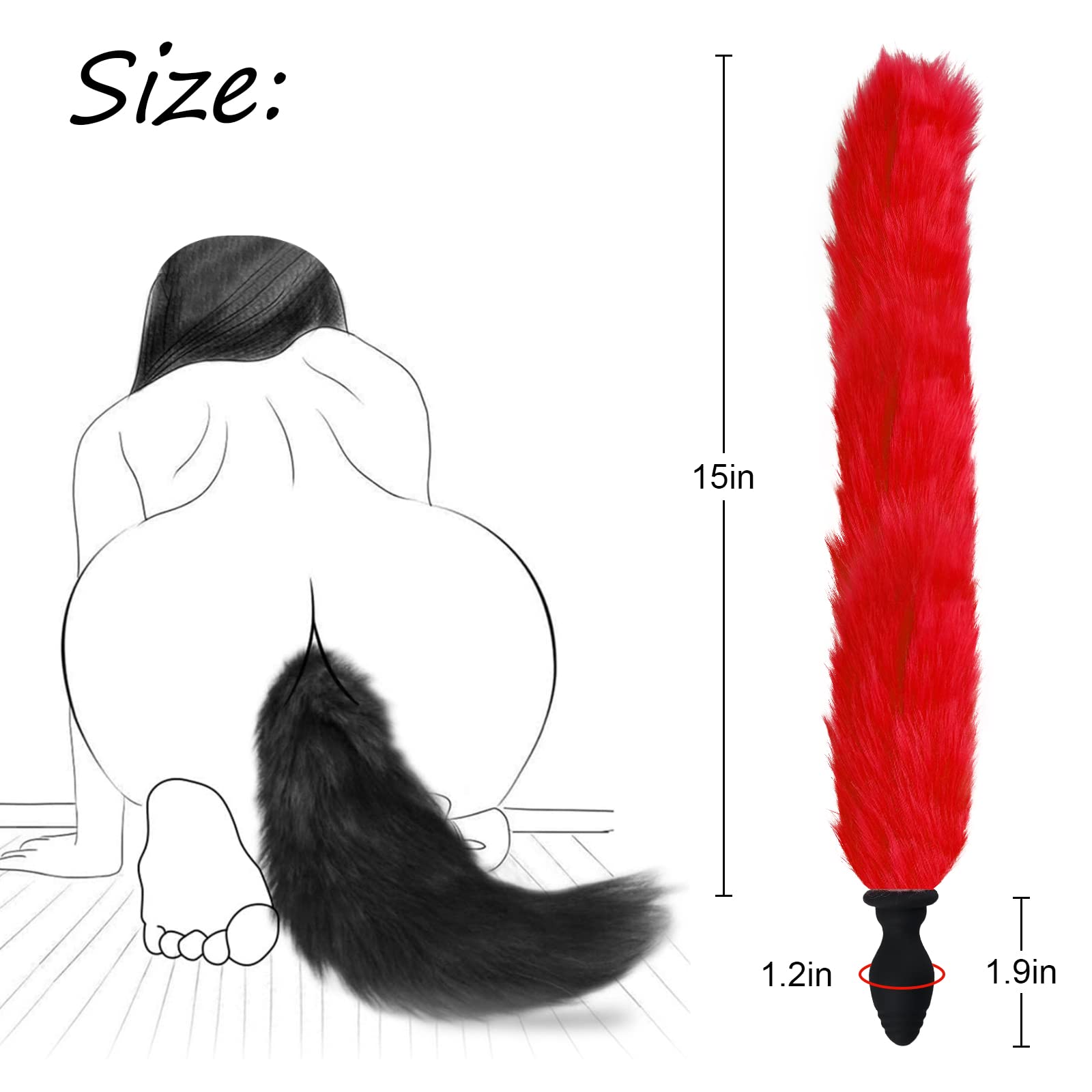 Fluffy Fox Tail Butt Plug - Smooth Silicone Anal Plug with Long Fox Tail for Women, Role Play & Cosplay - Perfect for BDSM, Adult Play & Fantasy Costume Accessories (Mix Colors)