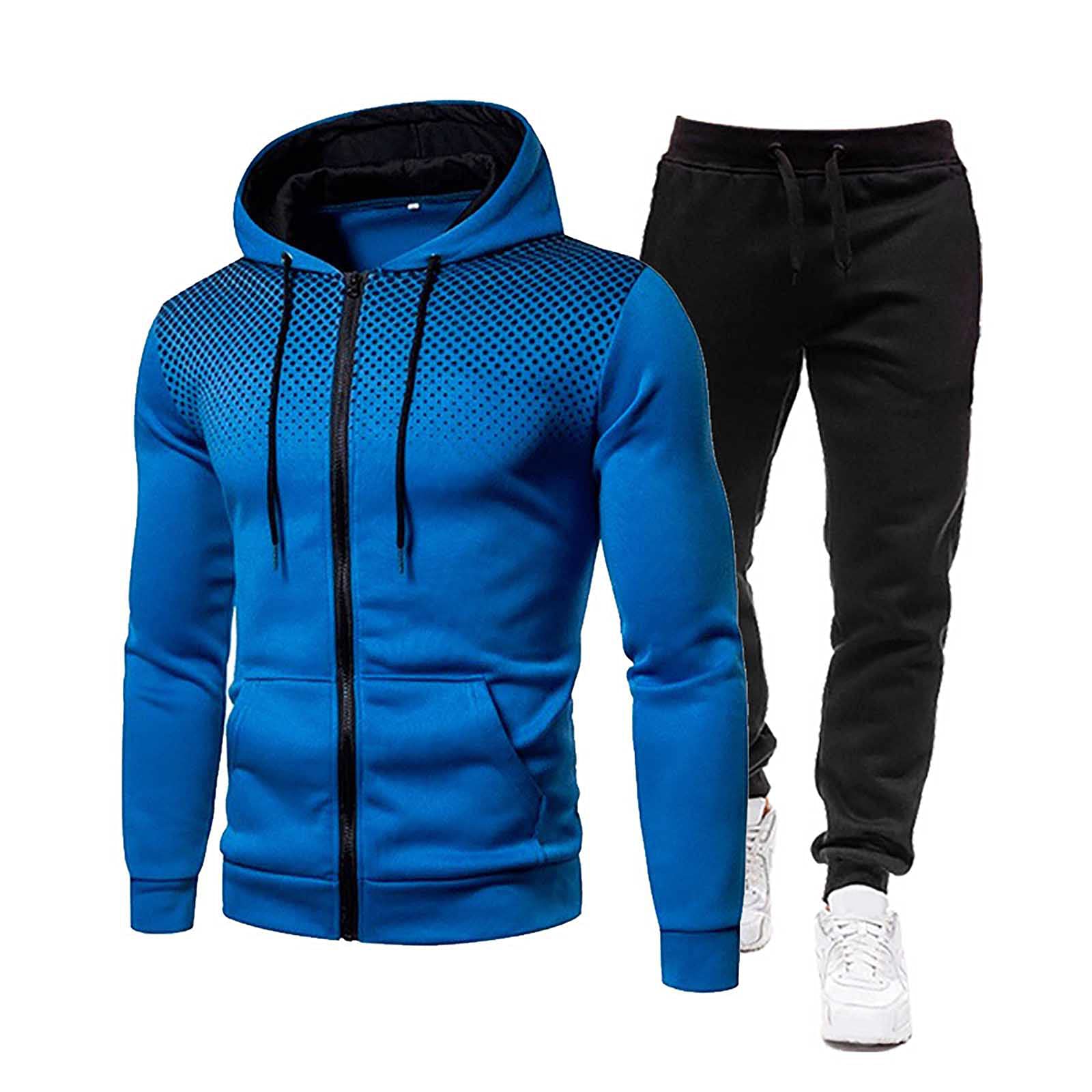 MAYBEcuy Men's Winter Casual Fitness Tracksuit Set - Dotted Hoodie & Sweatpants for Gym, Running & Outdoor Activities