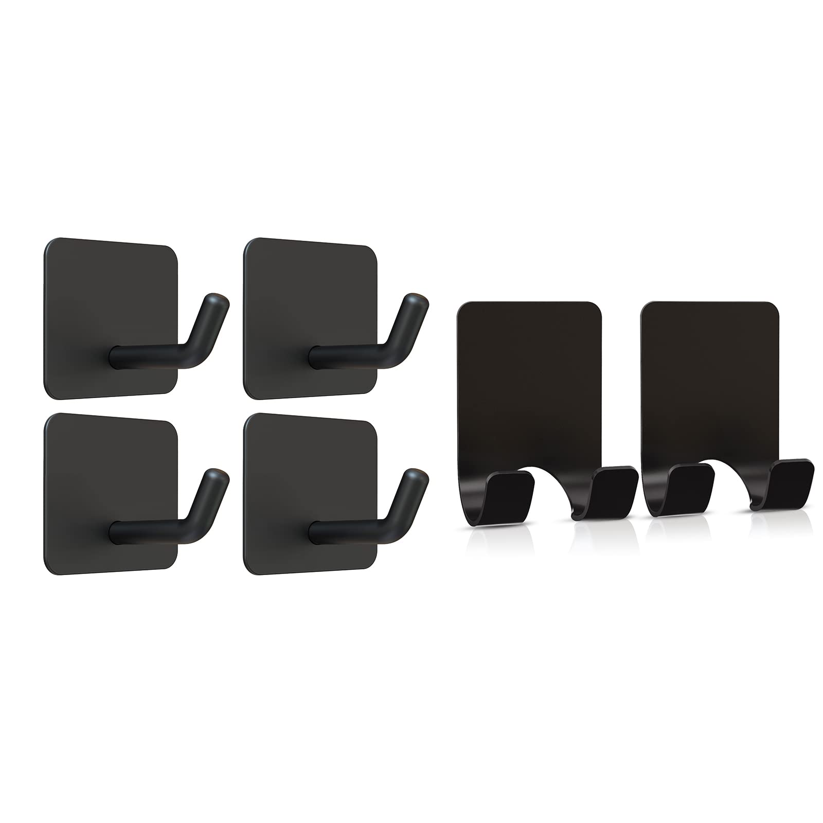 VIS'V 4-Pack Heavy Duty Adhesive Hooks with 2-Pack Razor Hooks - Strong Wall Mount for Bathroom, Kitchen, Office & Dorm Organization