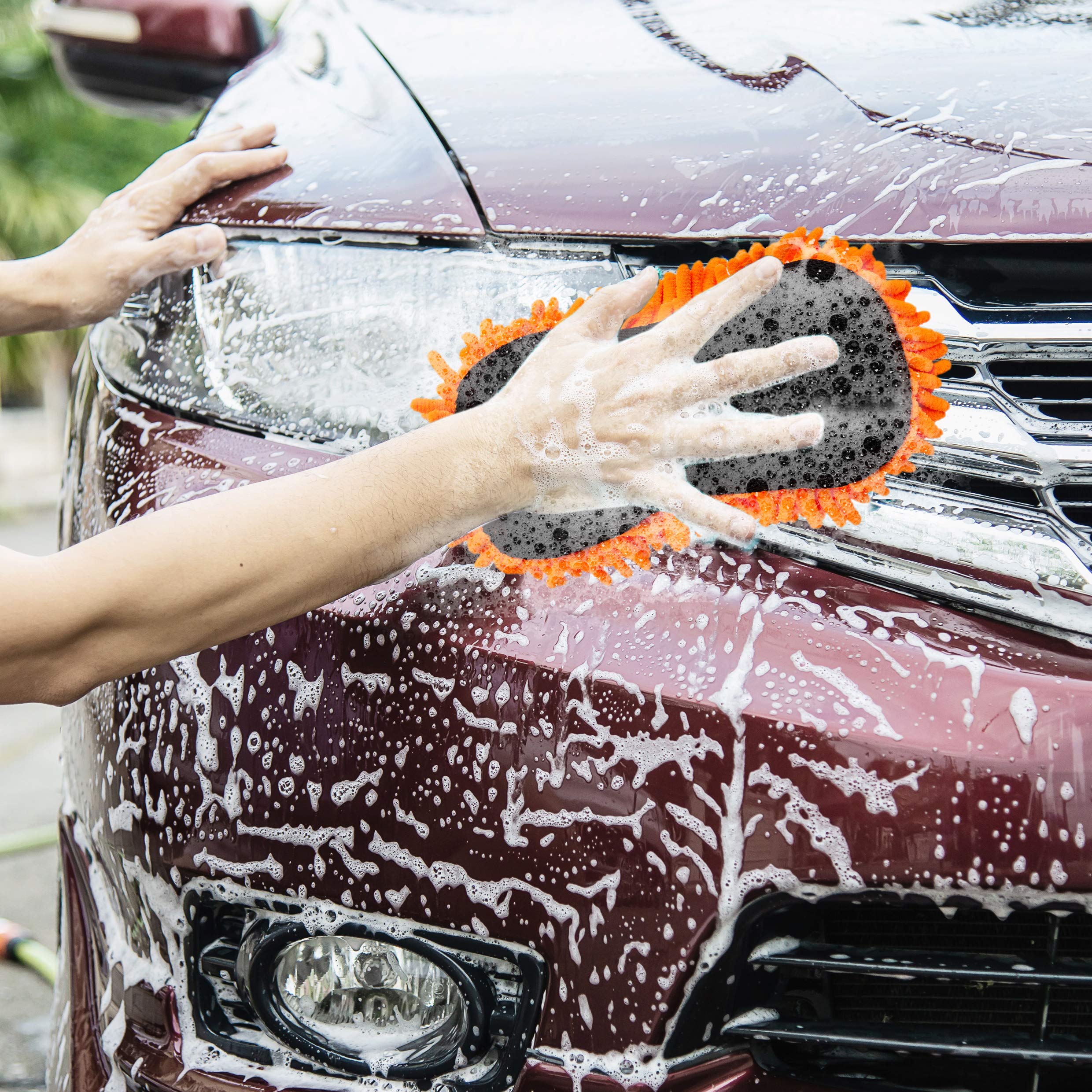 SCRUBIT Microfiber Car Wash Sponge - Non-Scratch Wash Mitt for Safe & Effective Cleaning | Super Absorbent Auto Detailing Sponge | Perfect for Cars, Trucks & SUVs | Essential Car Wash Kit Accessory (2-Pack) | Use for Hand Washing, Wax Application & Quick Detail Touch-Ups