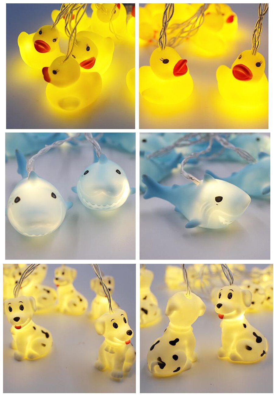 Battery Operated 10 LED Shark String Lights - 1.5m Indoor/Outdoor Decorative Lighting for Birthday Party, Wedding, Christmas Tree & Halloween - Cute Animal Ornaments for Home, Garden & Event Decor