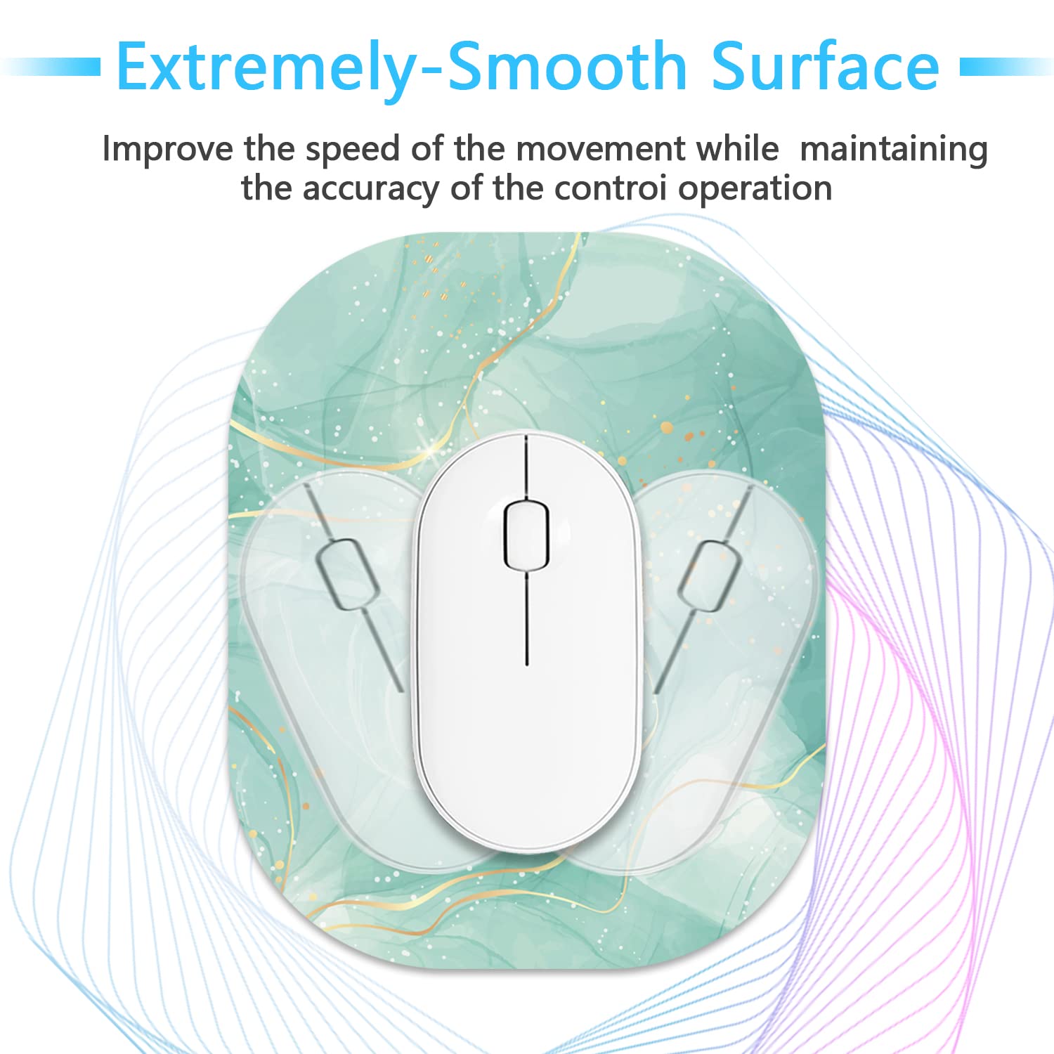 6x7 Inch Small Mouse Pad for Laptop - Non-Slip Rubber Base Waterproof Mouse Mat - Mini Wireless Mouse Pad for Home Office & Travel - Light Green Marble Design - Perfect for Desktops, Laptops & Workspaces