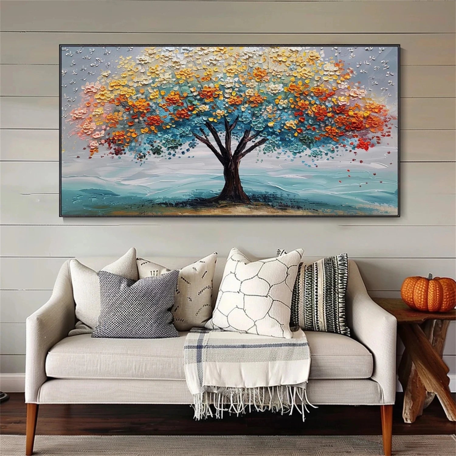 Flower and Tree Painting Wall Art - Handmade Canvas Print #FT099 - Perfect for Living Room, Bedroom & Office Decor