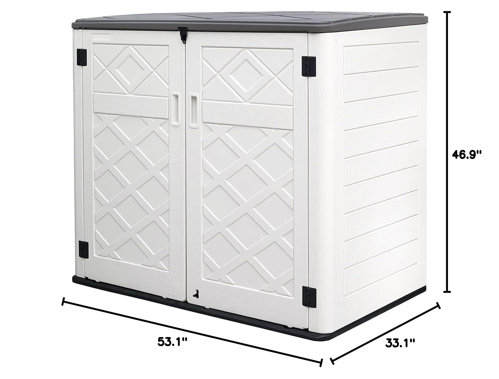 Waterproof Resin Outdoor Storage Shed 38 cu.ft - Lockable Garden Tool Organizer with Custom Shelves for Patio Furniture, Trash Cans & Garage Storage (Off White) | Perfect for Backyard, Deck & Outdoor Organization