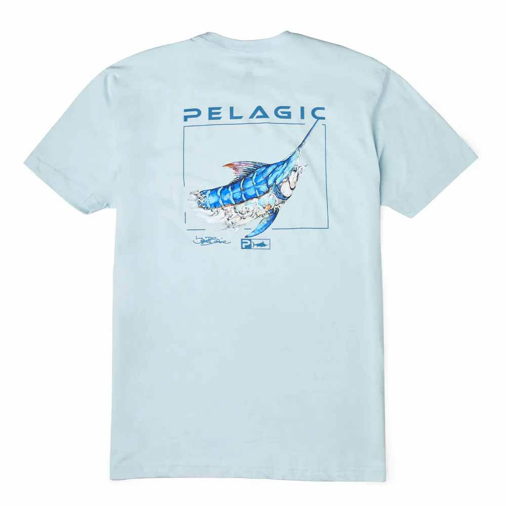 Pelagic Light Blue Gione Marlin T-Shirt for Men - Comfortable Casual Fishing Shirt - Perfect for Beach, Boating, and Outdoor Adventures