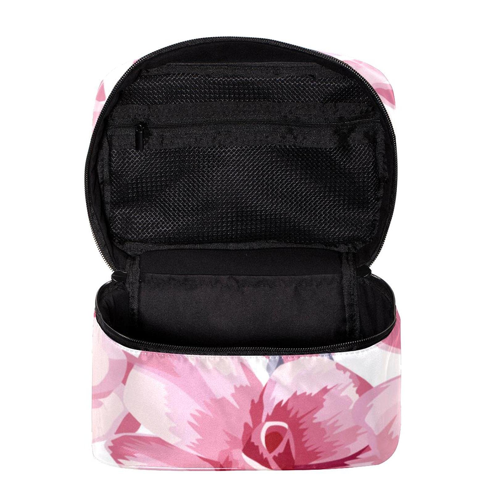 Flamingo & Floral Print Large Travel Makeup Bag - Waterproof Cosmetic Organizer with Zipper for Women & Girls | Perfect for Vacation, Gym, and Daily Essentials Storage