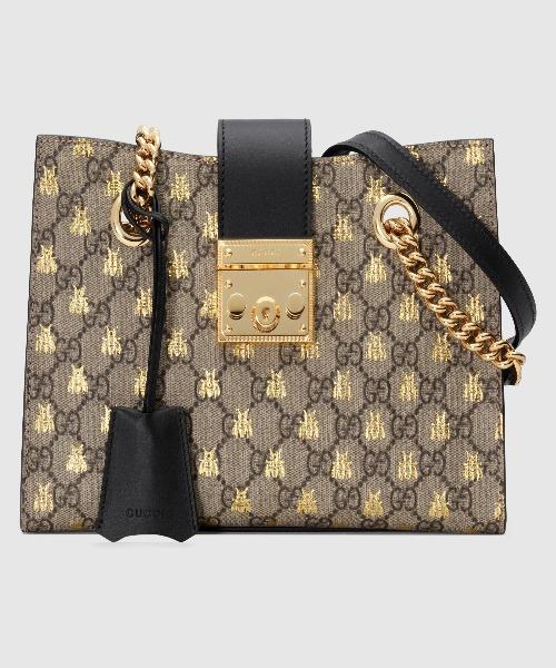 Gucci Padlock Small GG Bees Shoulder Bag Black - Luxury Designer Crossbody Purse for Women, Perfect for Date Night & Evening Events