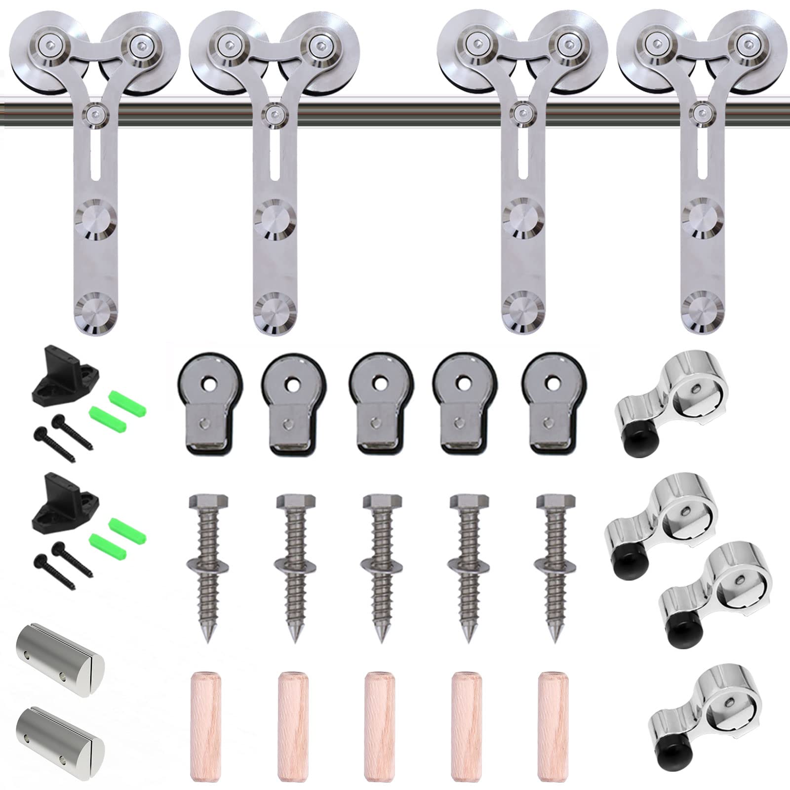 TSMST 10FT Heavy Duty Stainless Steel Sliding Barn Door Hardware Kit - Smooth & Quiet Y-Style Track System for Double Wood Doors | Perfect for Home Offices, Bedrooms & Rustic Interior Designs
