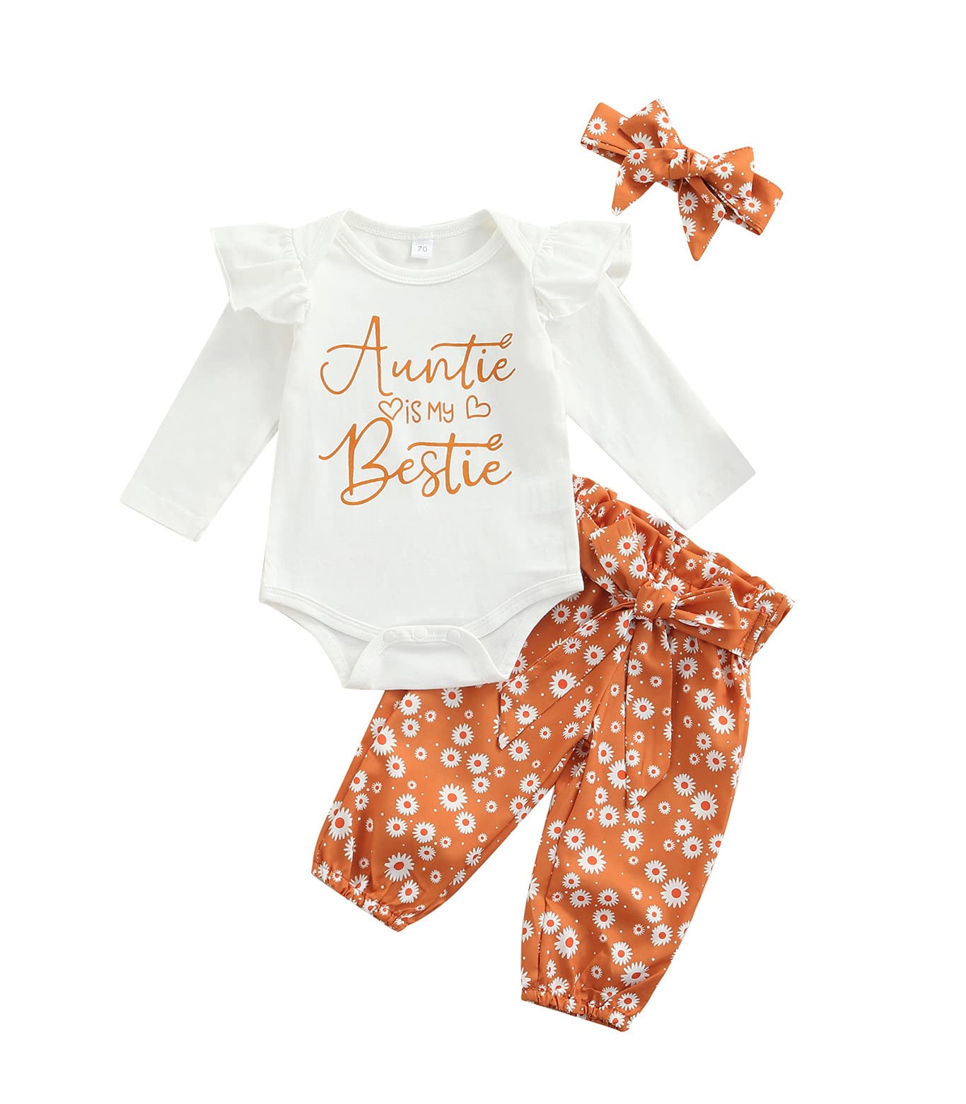 Adorable Newborn Baby Girl Clothes Set - 3PC Floral Romper & Pants Outfit for Fall/Winter | Bestie Infant Gift | Cute Baby Girl Fashion for Holidays, Photoshoots & Playdates