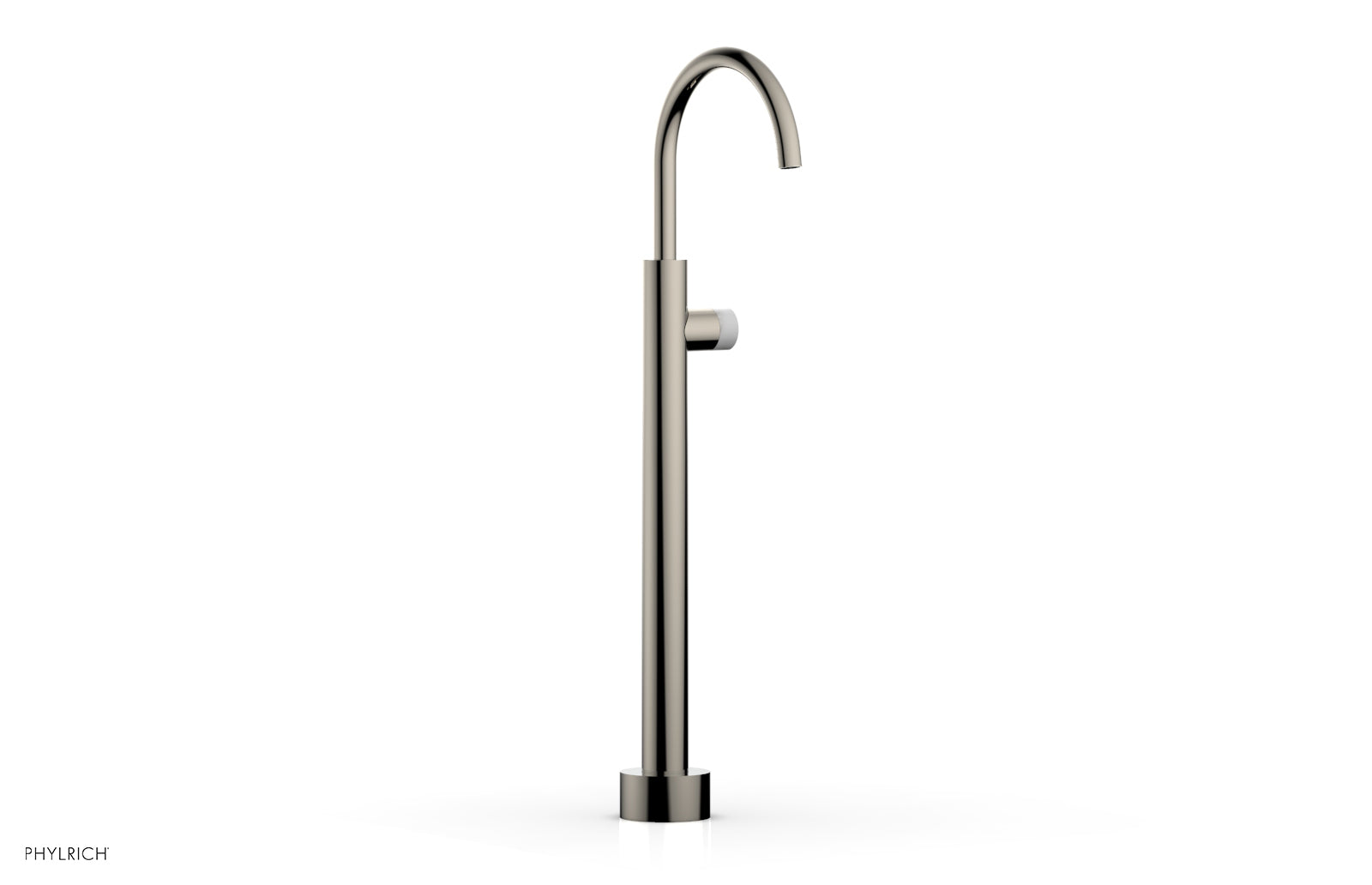 BASIC II Low Floor Mount Tub Filler with White Marble Handle - Model 230 47 04 - Perfect for Modern Bathroom Renovations and Spa-Like Bathtub Installations