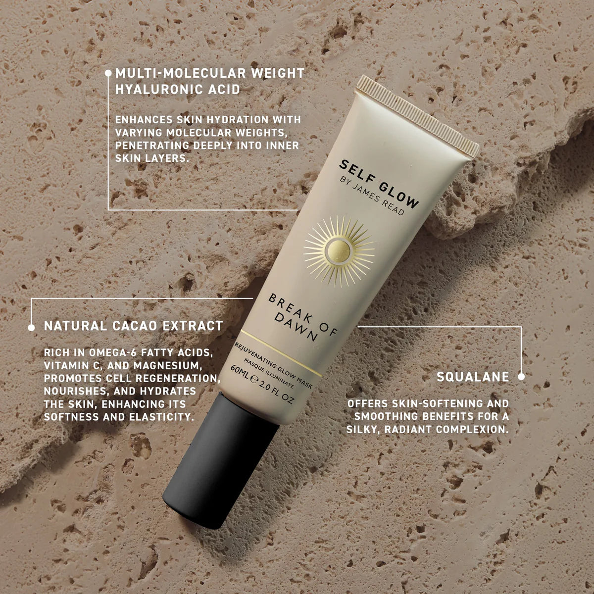 James Read Break of Dawn Rejuvenating Glow Mask 60ml - Hydrating Face Mask for Radiant Skin, Anti-Aging Treatment, Overnight Mask for Glowing Complexion - Perfect for Nighttime Skincare Routine & Self-Care Moments
