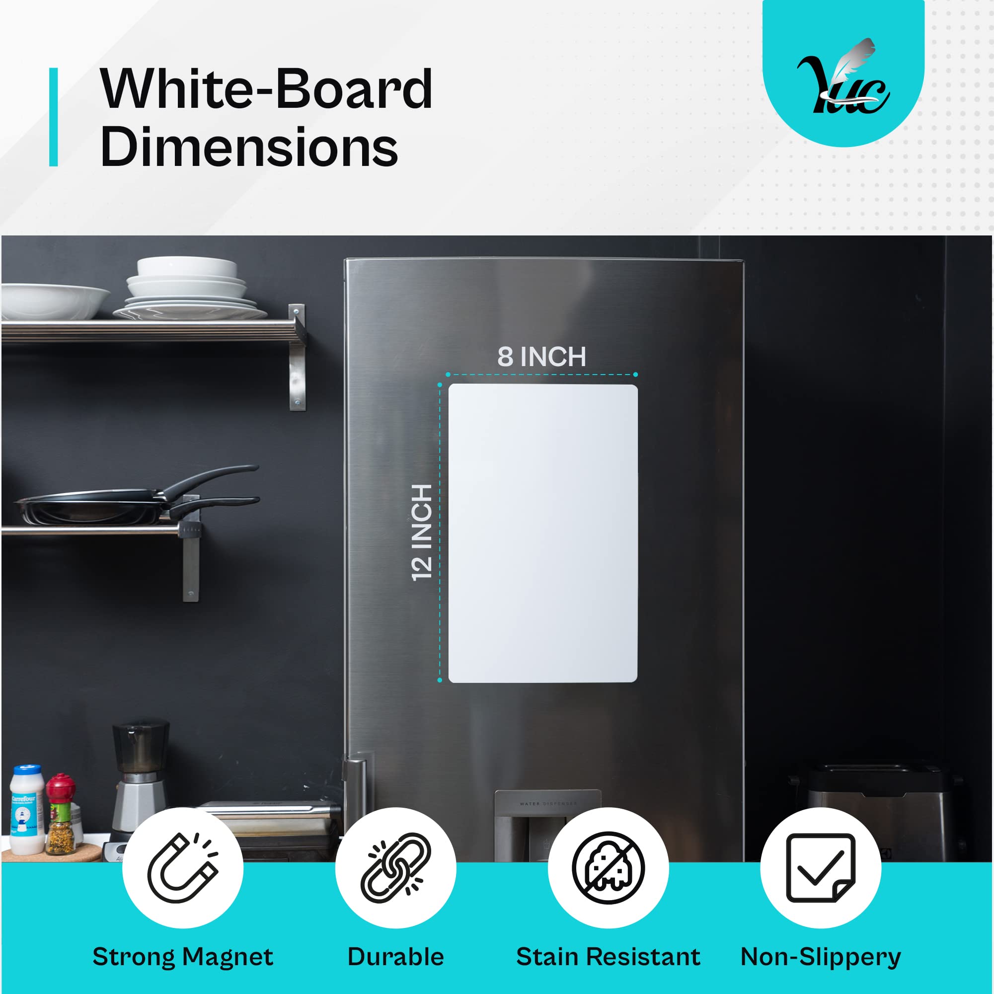 12x8 Inch Magnetic Dry Erase Board - Small Whiteboard for Refrigerator & Office - Reusable Fridge Whiteboard with Marker - Perfect for Kitchen, Home, School & Work Organization