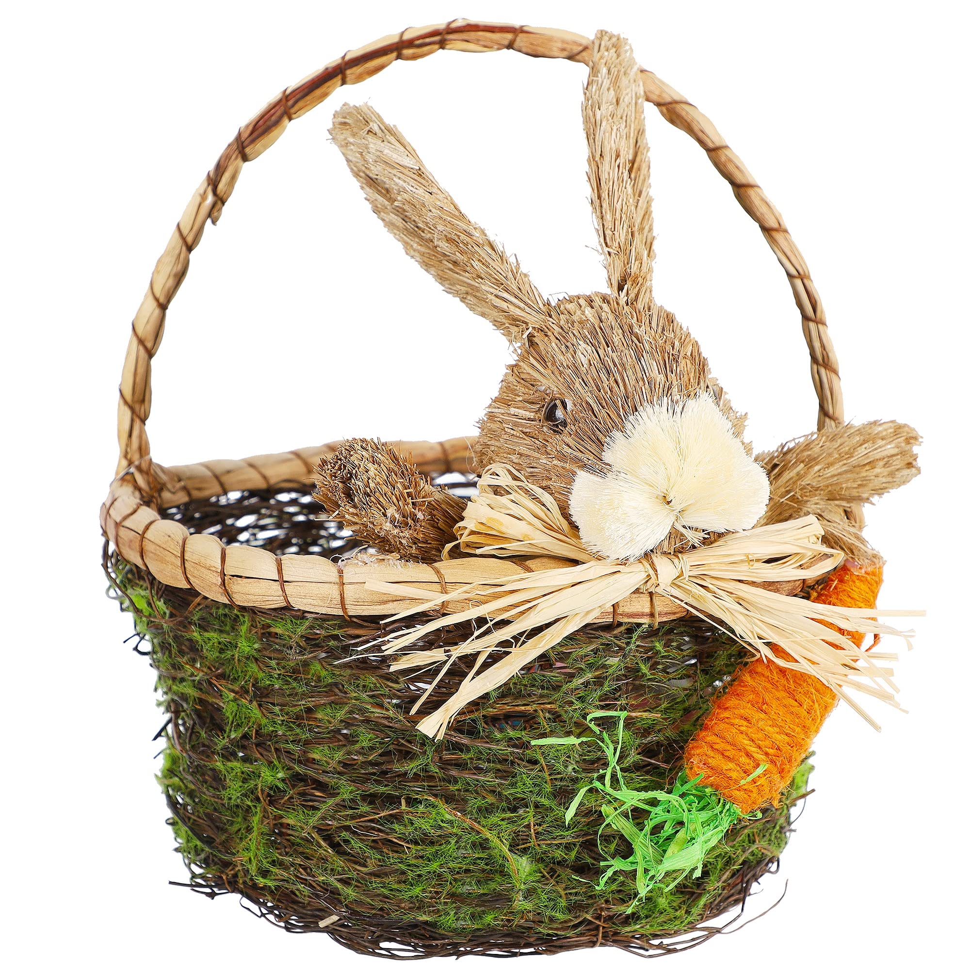 Juegoal Handmade Wicker Rattan Easter Basket - Bunny Themed Candy Eggs Holder for Kids, Party Favors & Easter Egg Hunt - Cute Rabbit Picnic Hamper for Toy Storage & Home Decor (Perfect for Easter Celebrations, Spring Parties & Gift Giving)