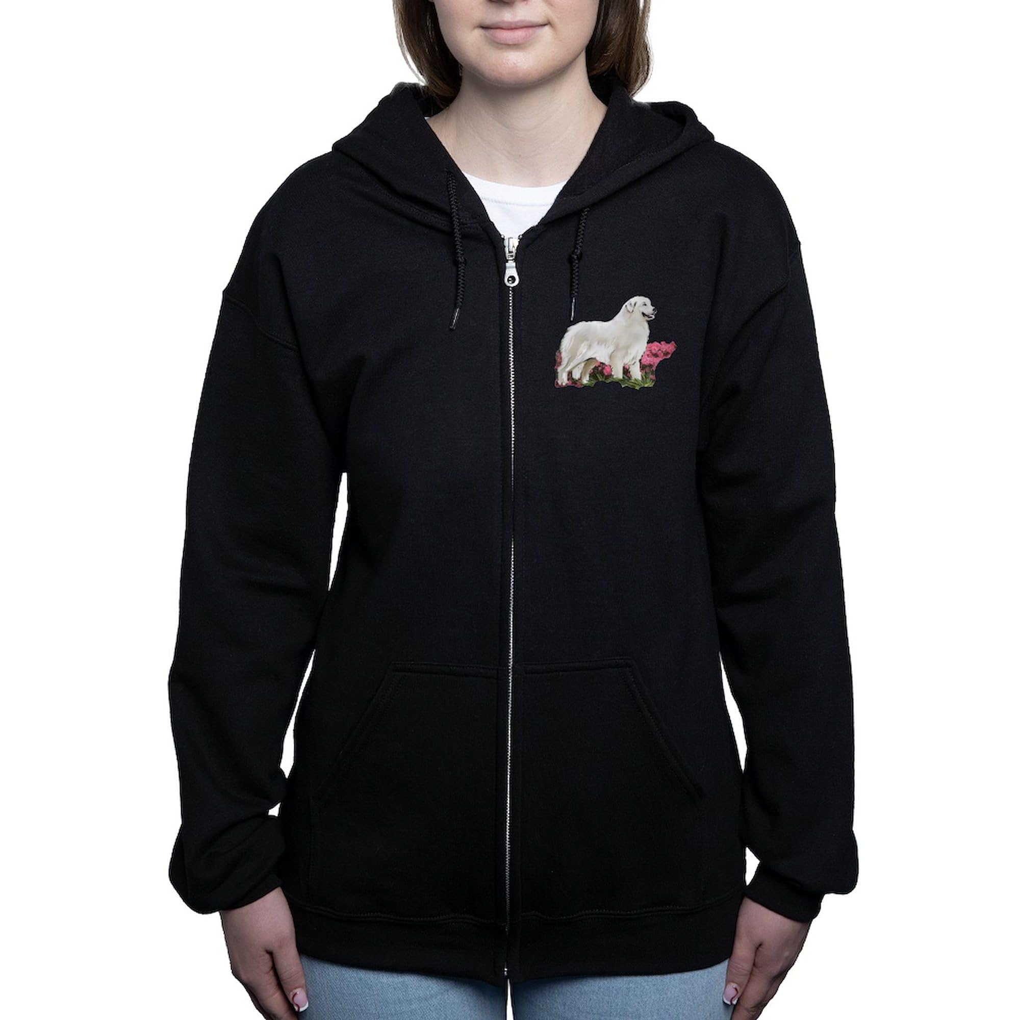 Great Pyrenees In The Garden Women's Zip-Up Hoodie Sweatshirt - Cozy Fleece Pullover for Dog Lovers, Outdoor Activities & Casual Wear
