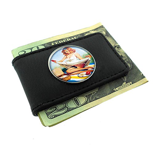 Vintage Retro Sexy Bridesmaid Party Money Clip - Leather Pin Up Girl Design - Perfect for Bachelorette Parties, Bridal Showers & Girls Night Out - 089