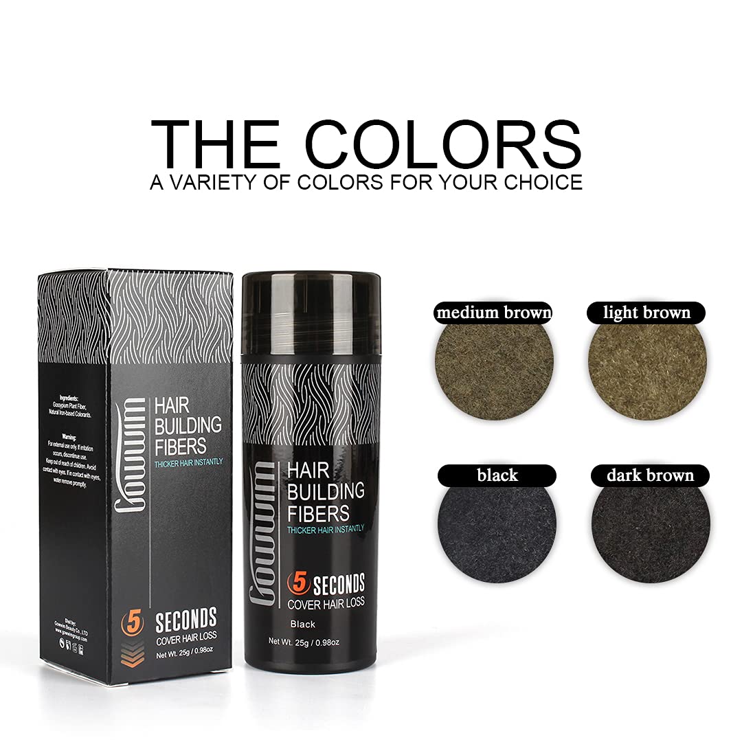 Gowwim Hair Building Fibers Powder for Thinning Hair & Baldness - Medium Brown | Natural-Looking Hair Thickener for Men & Women | Perfect for Daily Use, Special Occasions & Confidence Boosting