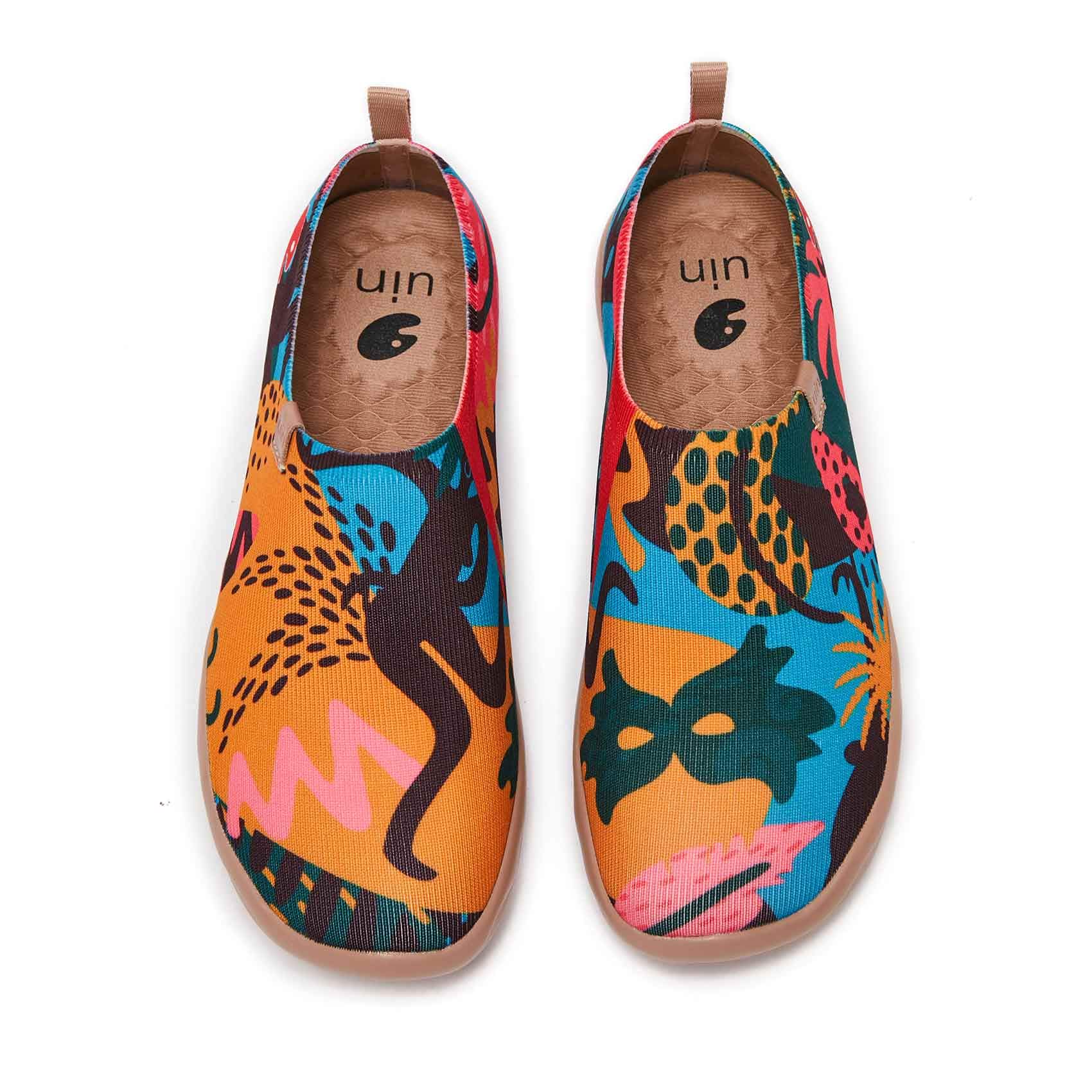 UIN Women's Slip-On Walking Shoes - Lightweight Comfortable Travel Loafers & Fashion Sneakers with Modern Art Design - Perfect for Travel, Work, and Everyday Casual Wear