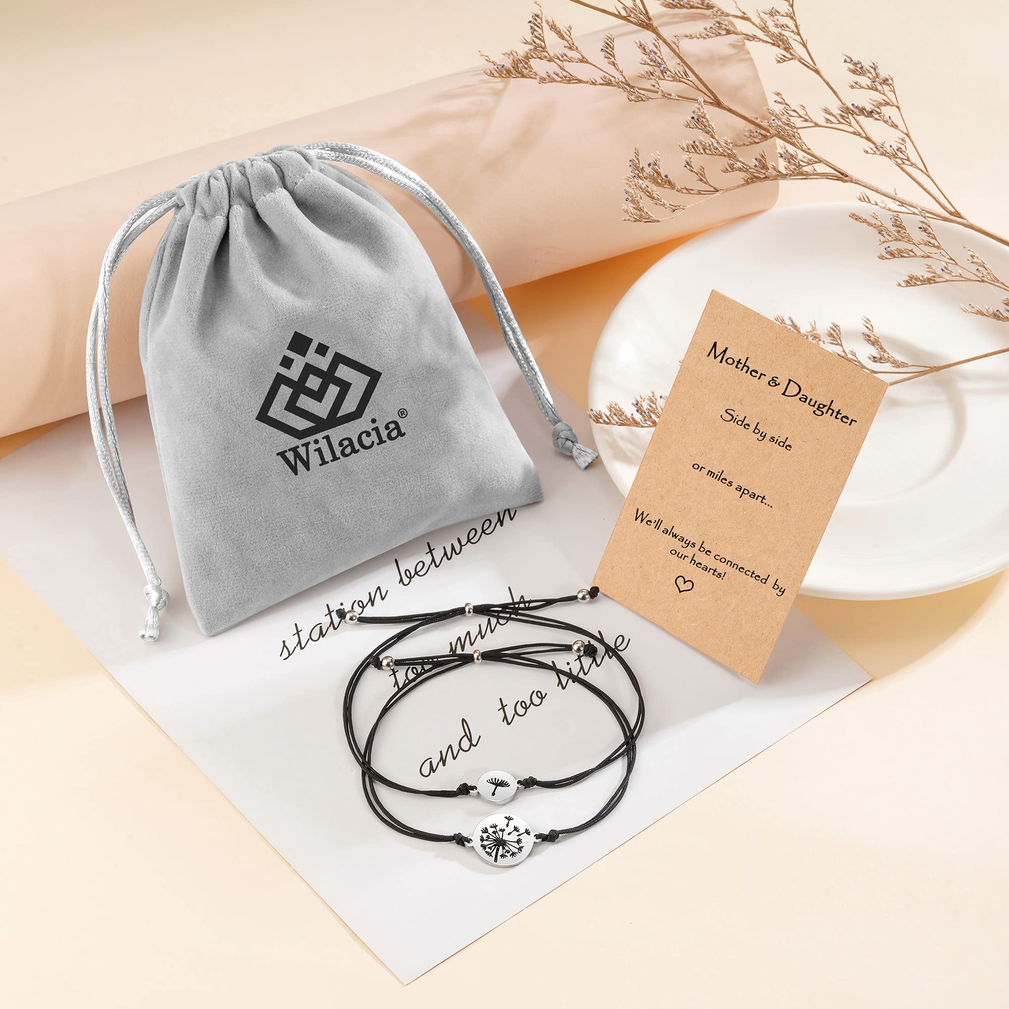 Wilacia Mother Daughter Bracelets Set - Matching Wish Jewelry Gifts for Mom & Daughter | Perfect for Mother's Day, Birthday & Family Bonding Moments