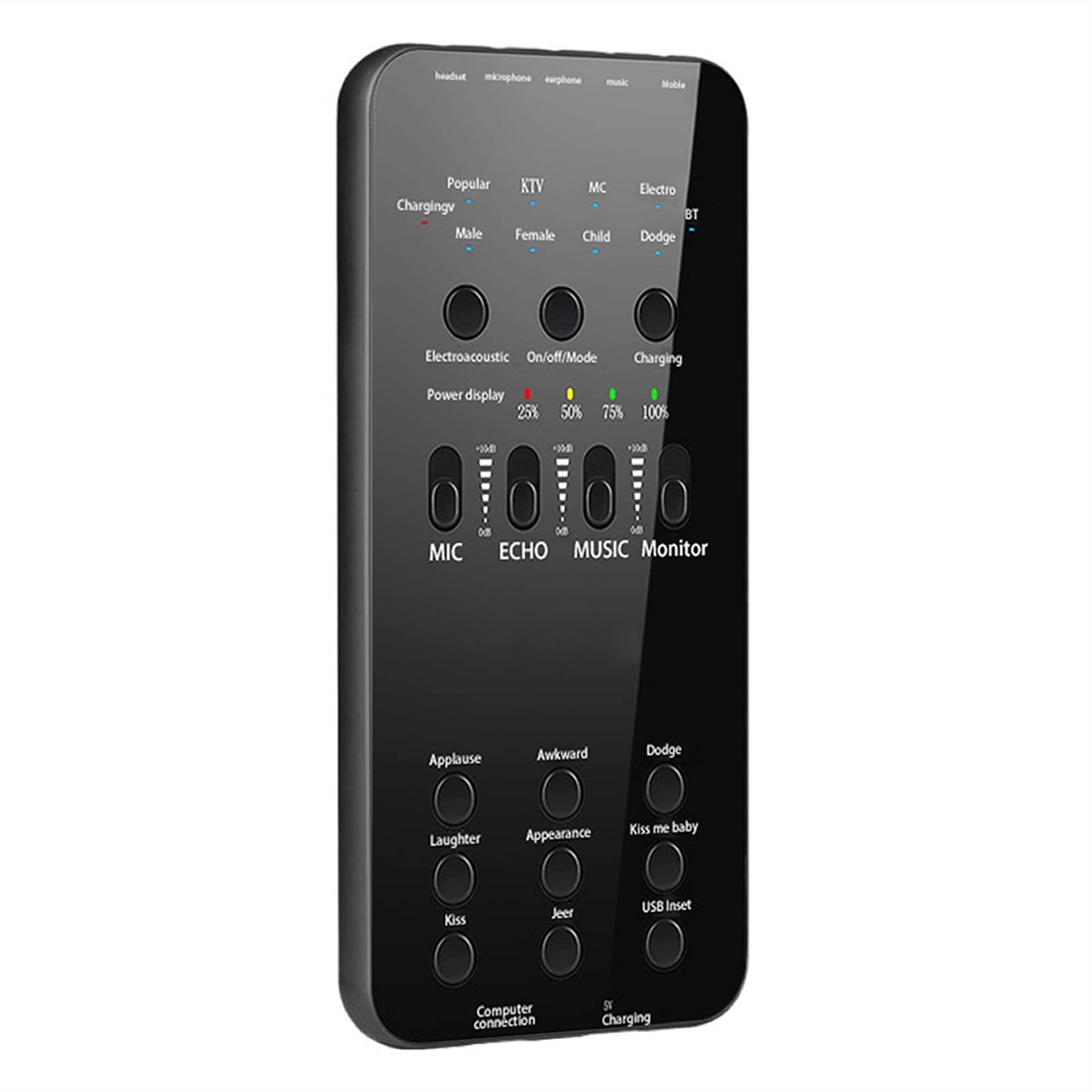 HEYUAN E6 USB External Live Sound Card for PC & Cell Phone - Professional Broadcast & Singing Equipment (Black) | Perfect for Live Streaming, Karaoke, Podcasting & Music Recording