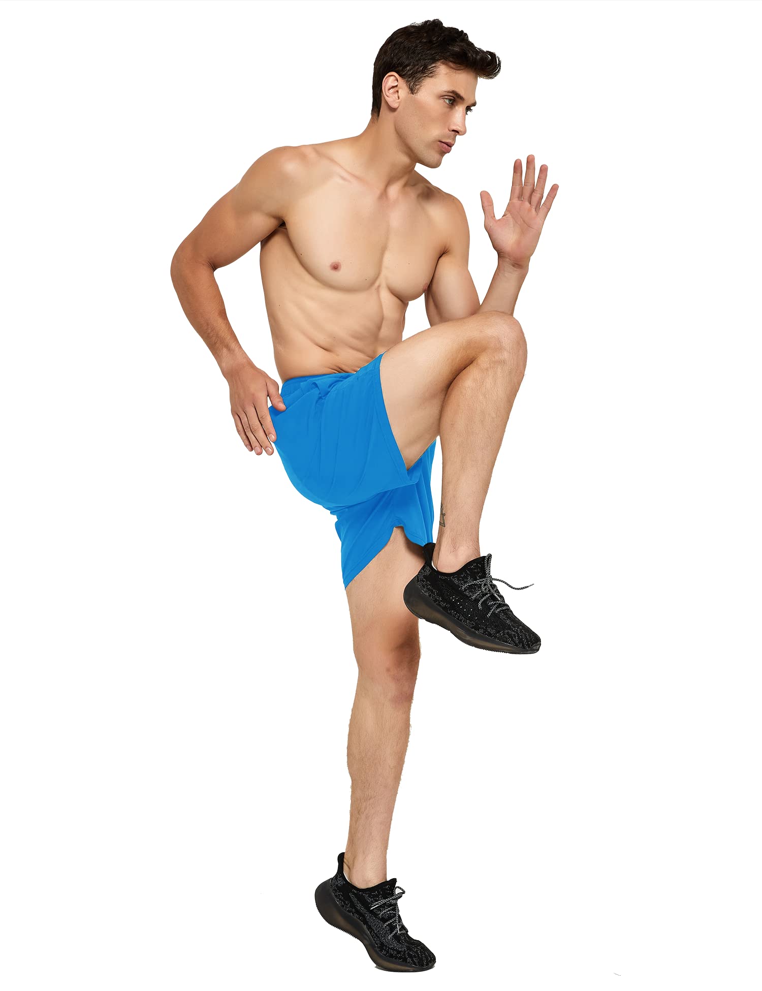 DEMOZU Men's 5 Inch Quick Dry Running Shorts - Breathable Workout Gym Athletic Shorts with Pockets for Tennis, Jogging & Training