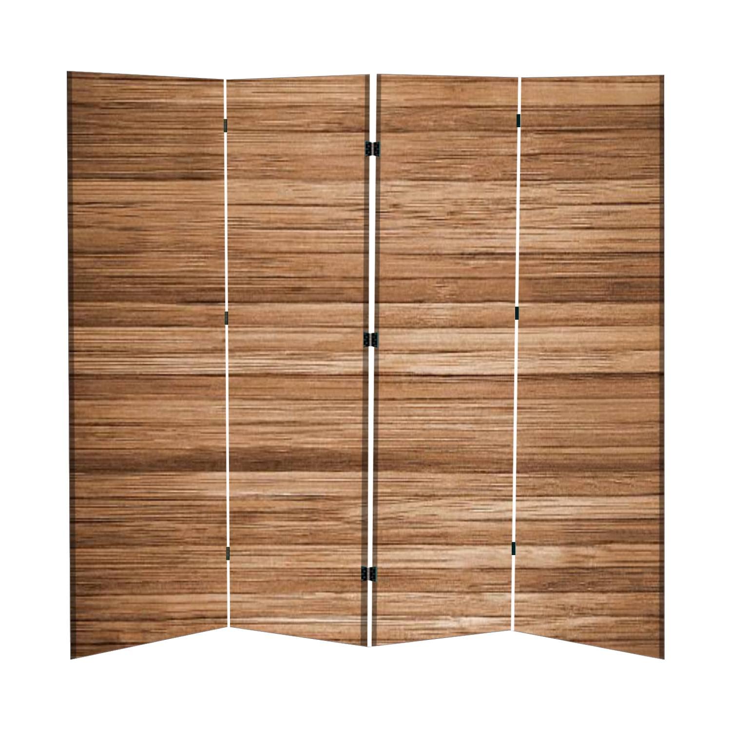 Brown Wooden Folding Room Divider Screen - 4 Panel Freestanding Privacy Partition for Home Office, Bedroom & Living Room | Portable Space Separator for Indoor Use