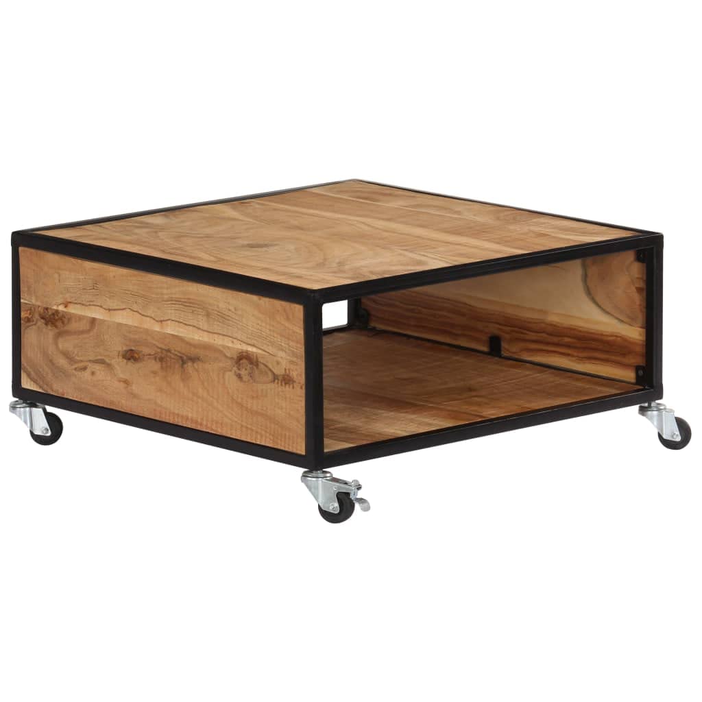 Solid Acacia Wood Coffee Table with Storage - 27.5